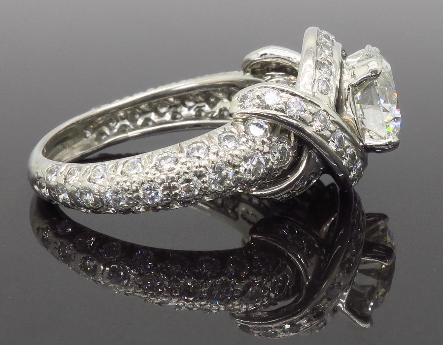 Tiffany & Co. Schlumberger Signature Diamond Platinum Engagement Ring 2