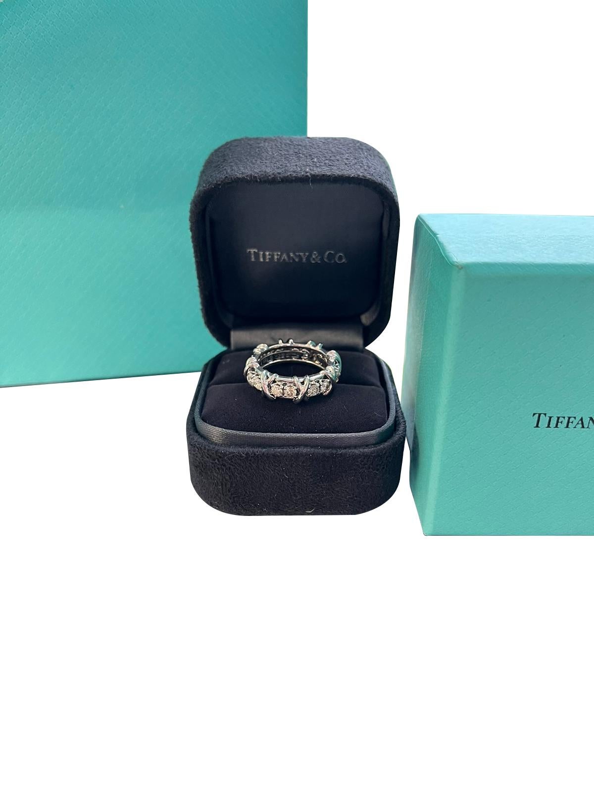 Tiffany & Co Schlumberger Sixteen Stone 1.14 Carat Platinum Round Diamond Ring 1