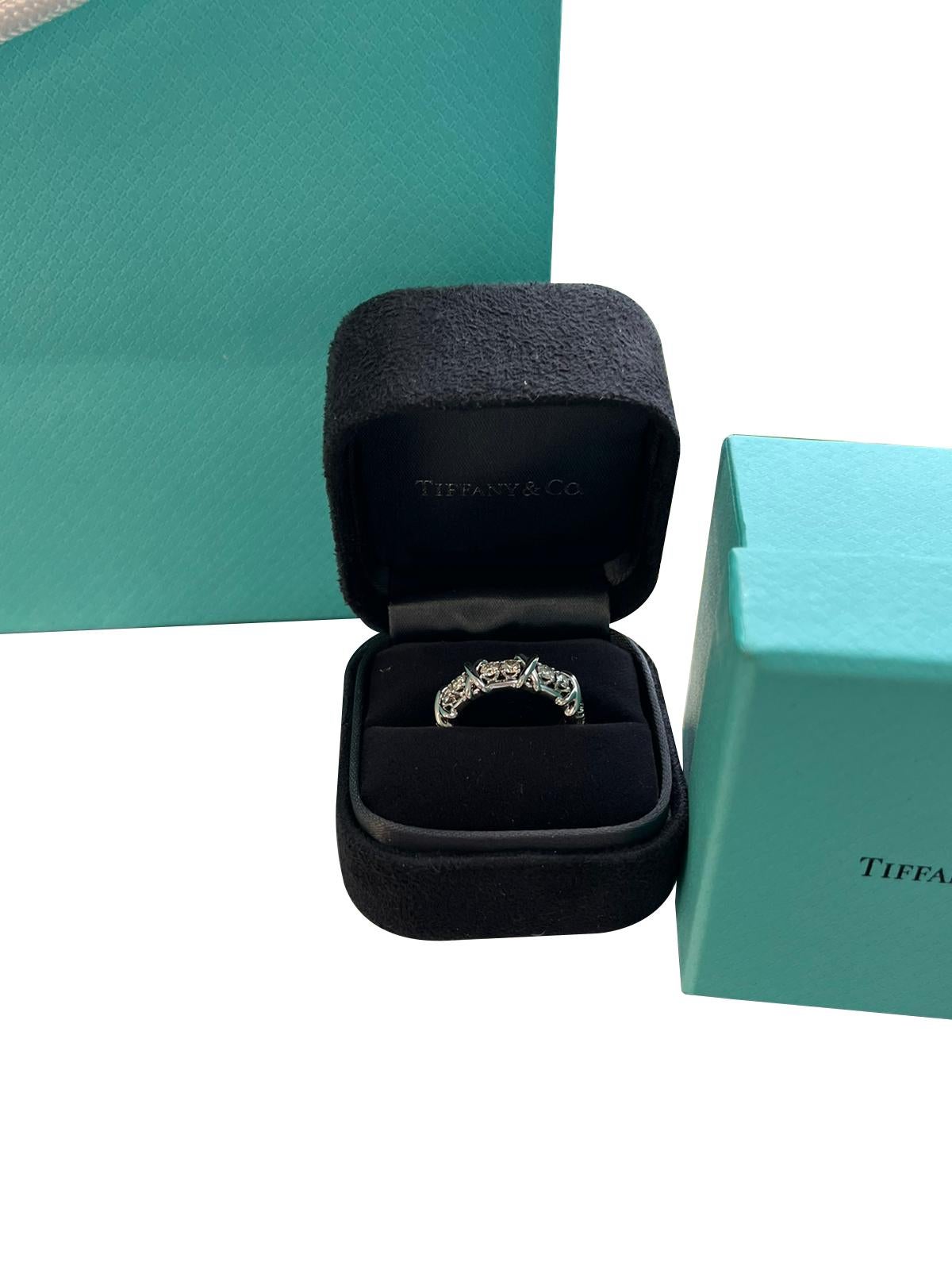 Round Cut Tiffany & Co Schlumberger Sixteen Stone 1.14 Carat Platinum Round Diamond Ring