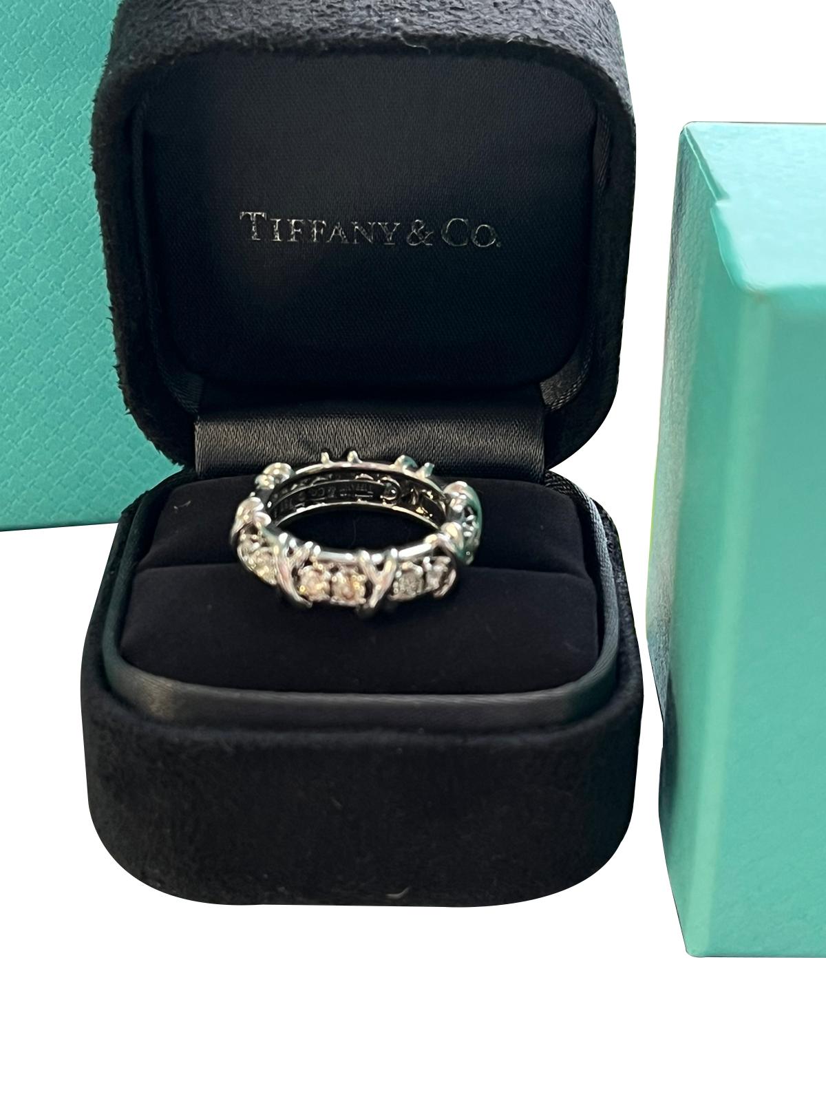 Women's Tiffany & Co Schlumberger Sixteen Stone 1.14 Carat Platinum Round Diamond Ring