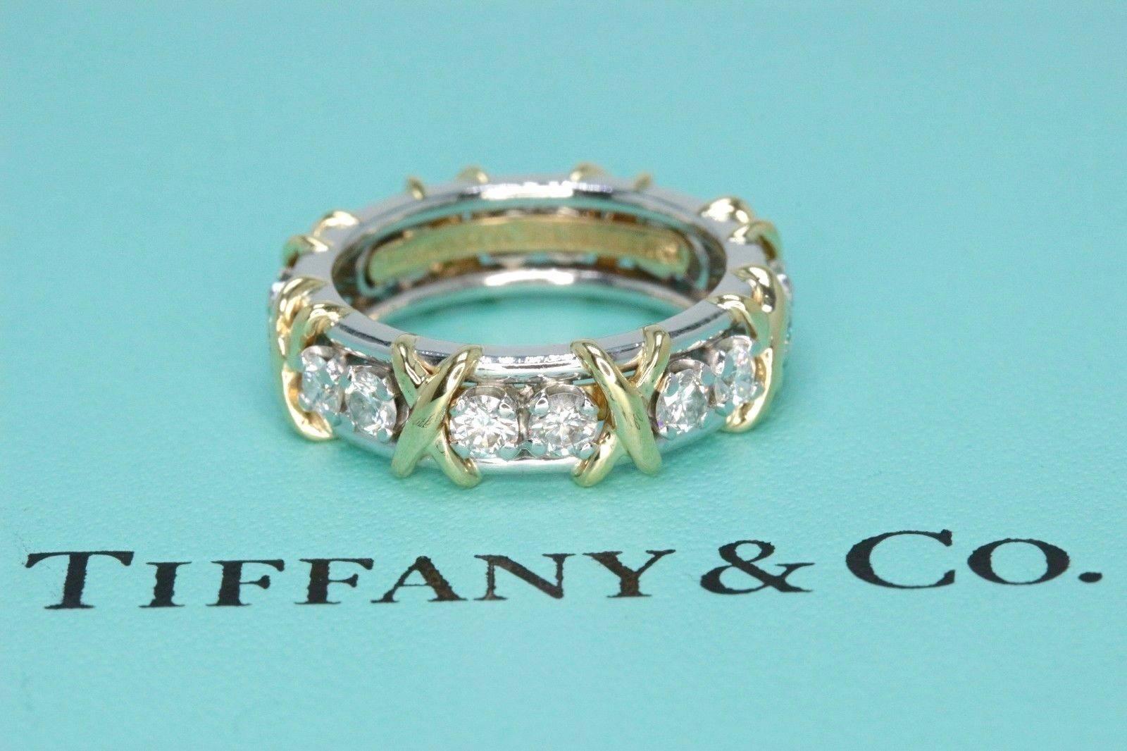 Round Cut Tiffany & Co. Schlumberger Sixteen Stone 1.14TCW Diamond Ring 18kt & Platinum