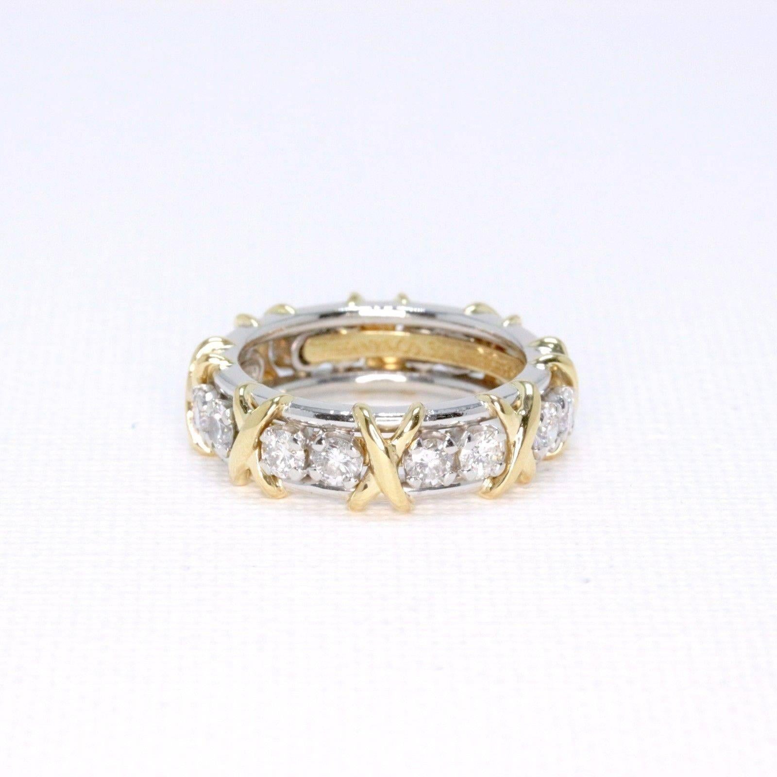 Tiffany & Co. Schlumberger Sixteen Stone 1.14TCW Diamond Ring 18kt & Platinum In Excellent Condition In San Diego, CA