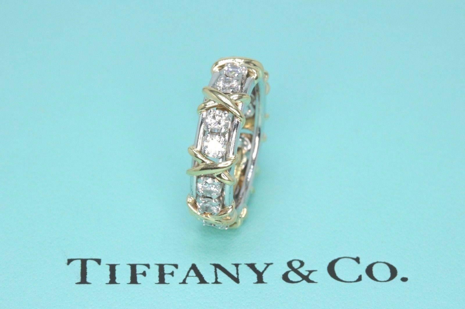 Tiffany & Co. Schlumberger Sixteen Stone 1.14TCW Diamond Ring 18kt & Platinum 1