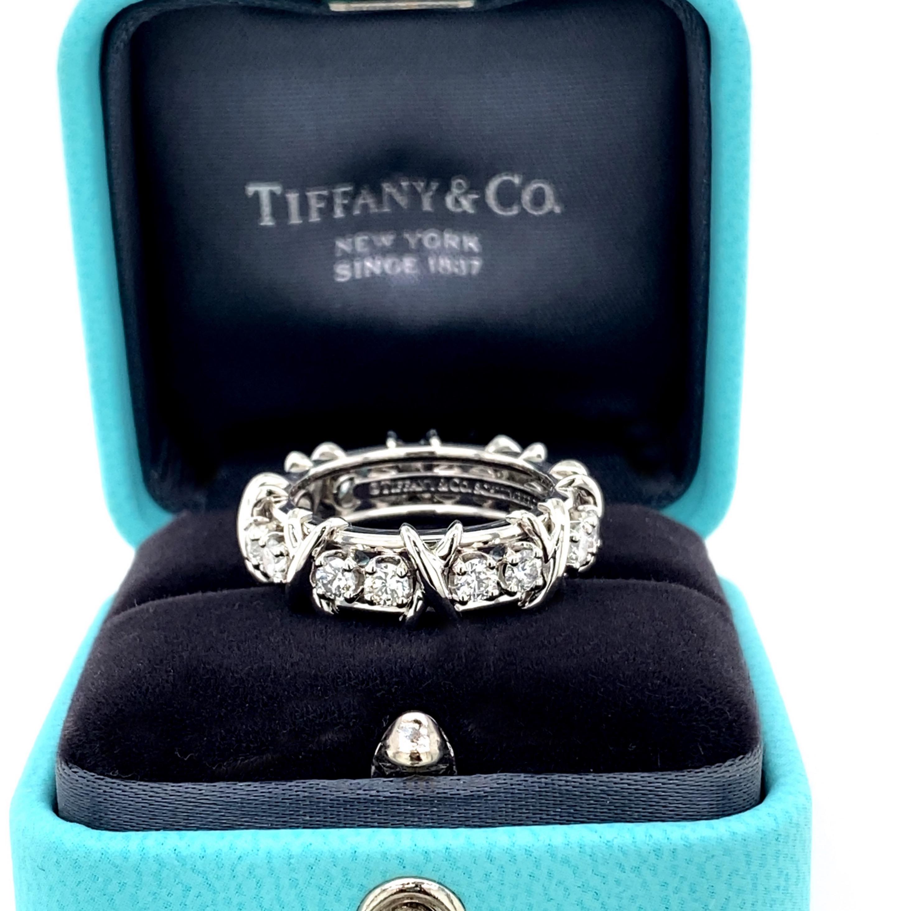 Tiffany & Co. Schlumberger Sechzehn Stein-Ring aus Platin mit Diamanten 1,14 tcw (Rundschliff)