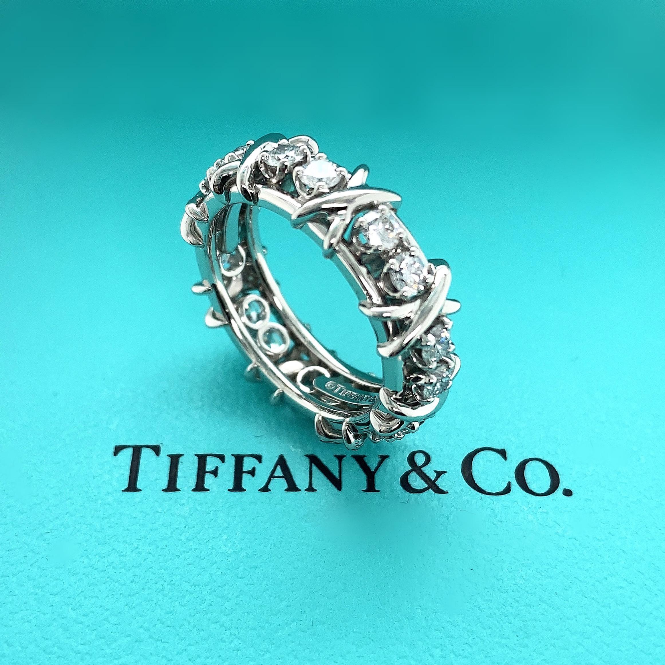 Tiffany & Co. Schlumberger Sechzehn Stein-Ring aus Platin mit Diamanten 1,14 tcw im Zustand „Hervorragend“ in San Diego, CA