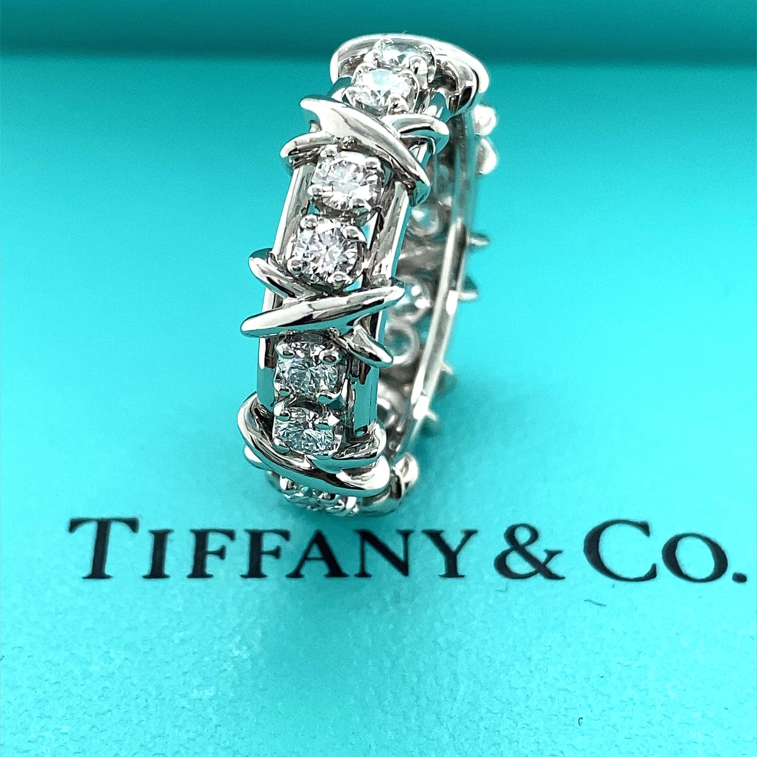 Tiffany & Co. Schlumberger Sechzehn Stein-Ring aus Platin mit Diamanten 1,14 tcw für Damen oder Herren