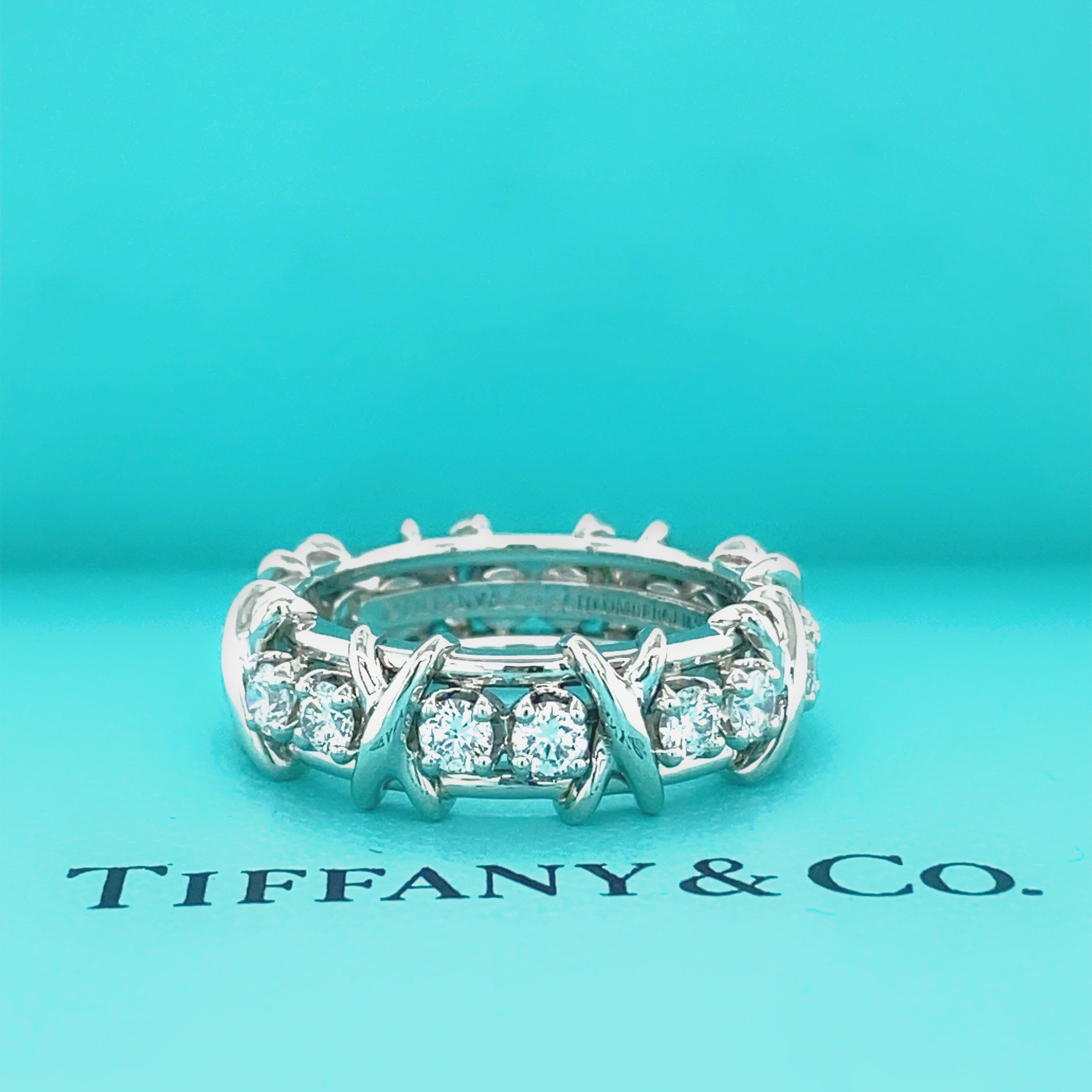 Tiffany & Co. Schlumberger Sechzehn Stein-Ring aus Platin mit Diamanten 1,14 tcw 2