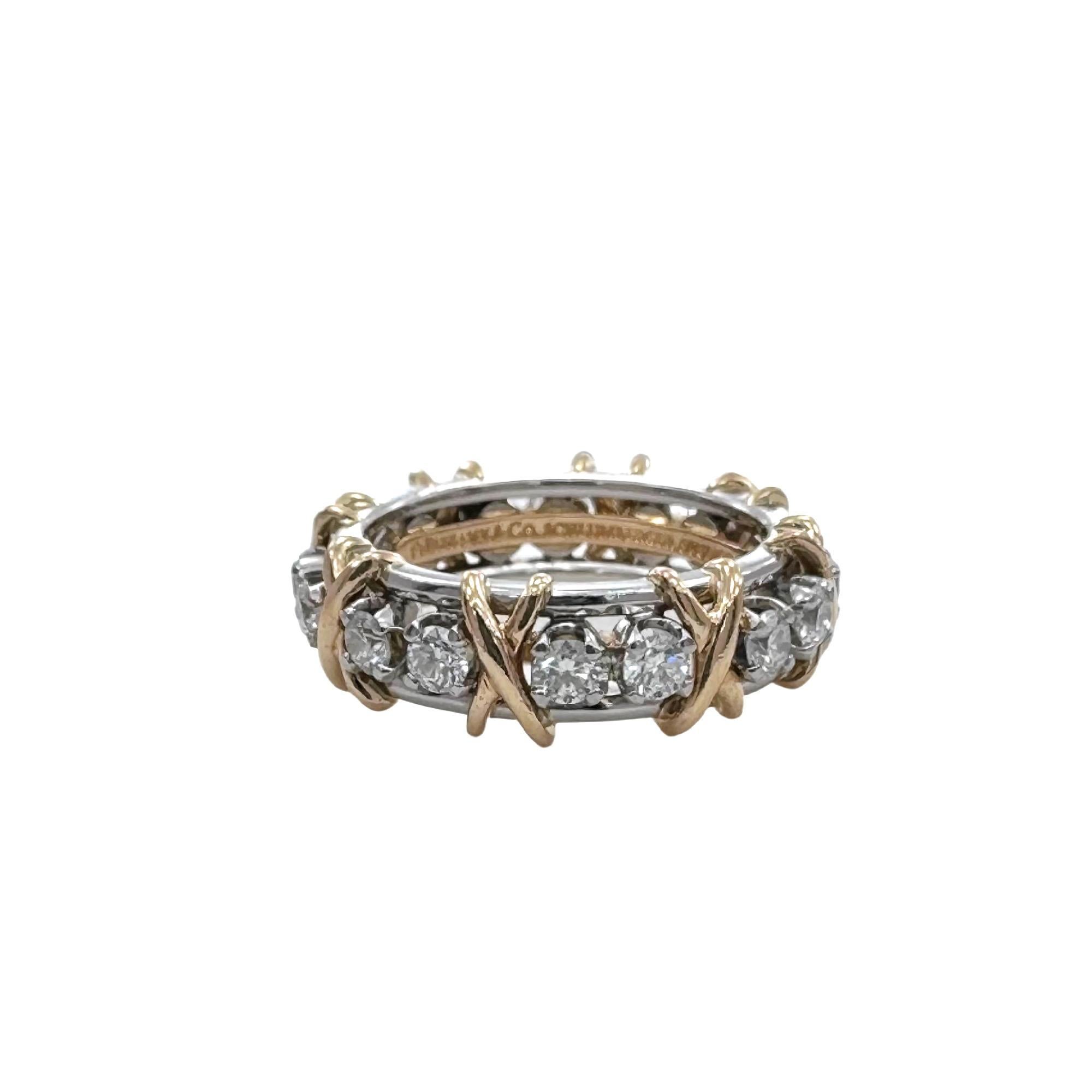 Tiffany & Co Schlumberger Sixteen Stone Diamond Band Ring Platinum and 18k Gold 2