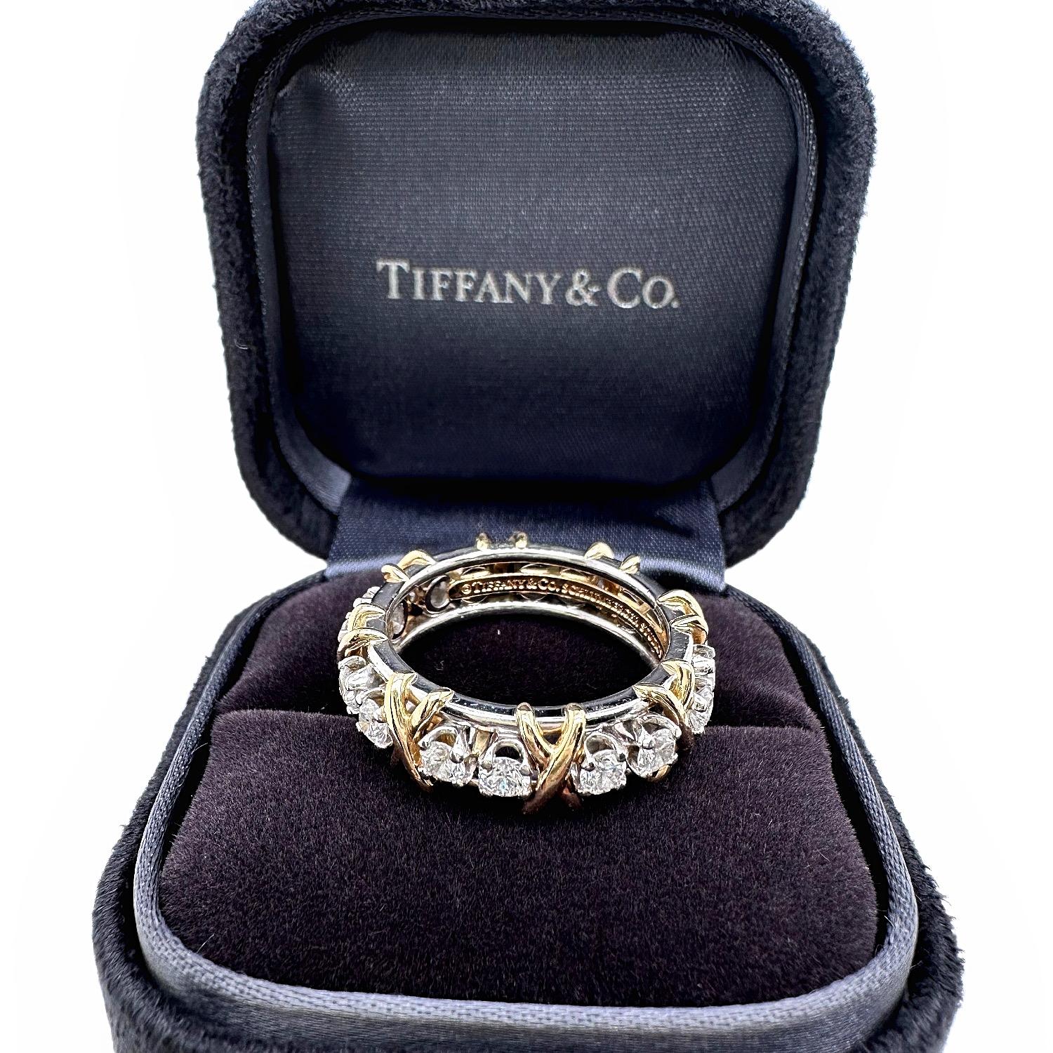 Tiffany & Co Schlumberger Sixteen Stone Diamond Band Ring Platinum and 18k Gold 3