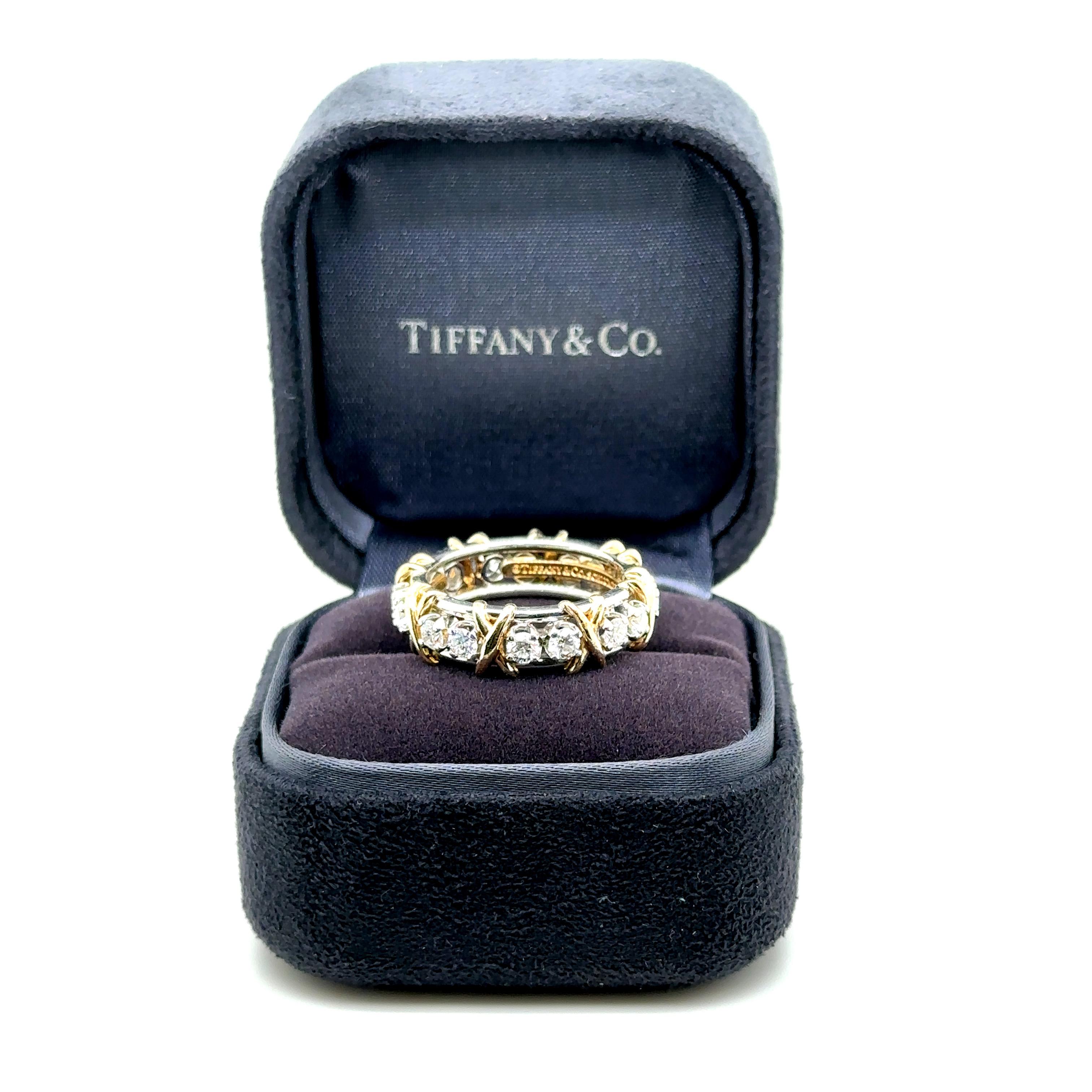 Tiffany & Co Schlumberger Sixteen Stone Diamond Band Ring Platinum and 18k Gold 4