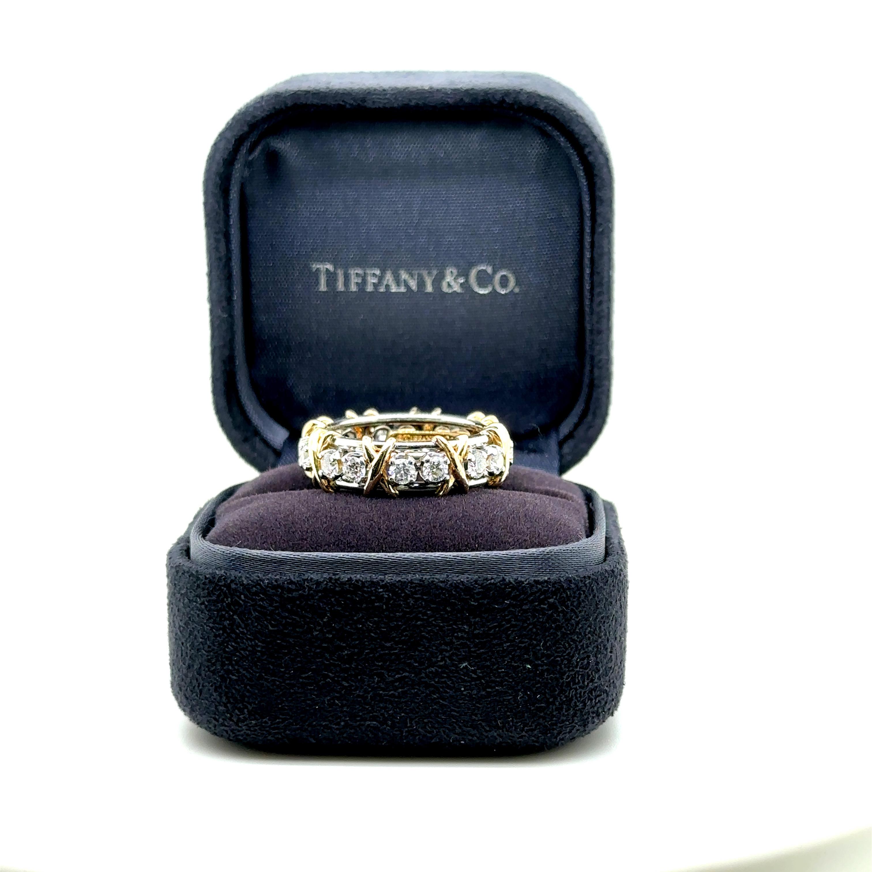 Tiffany & Co Schlumberger Sixteen Stone Diamond Band Ring Platinum and 18k Gold 5