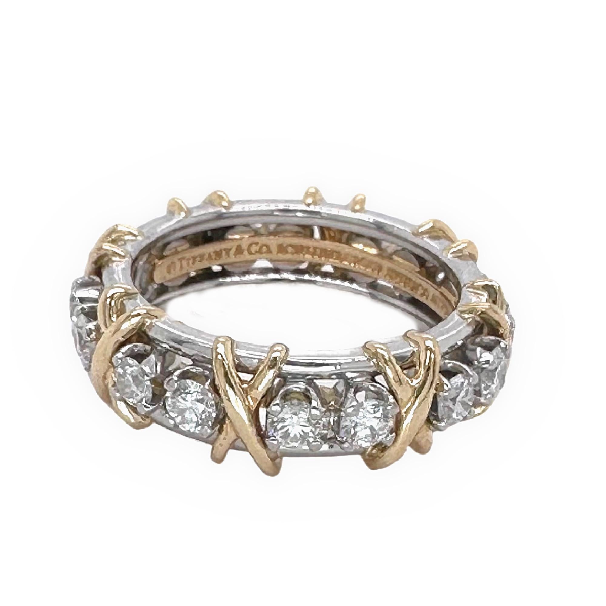 Tiffany & Co Schlumberger Sixteen Stone Diamond Band Ring Platinum and 18k Gold 1
