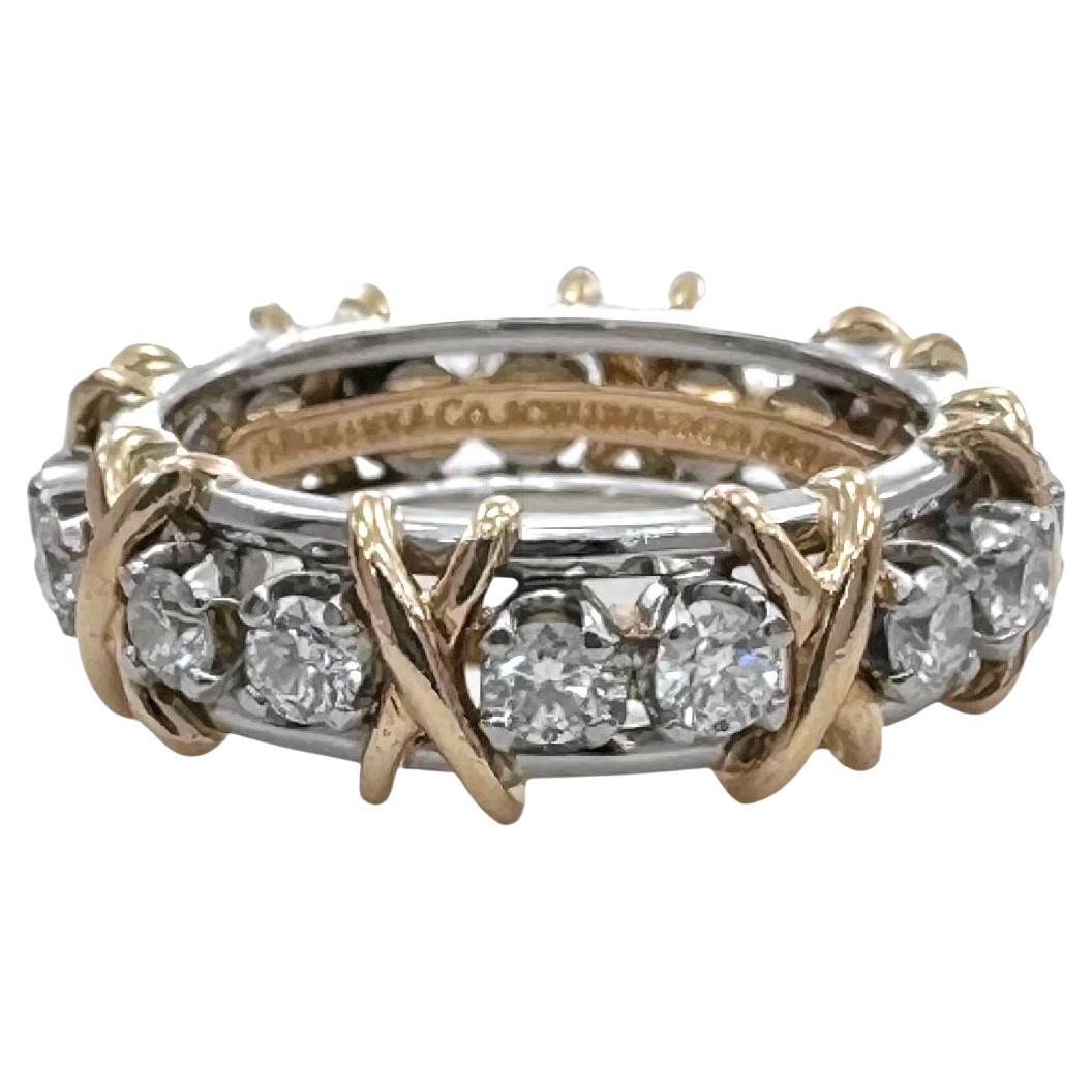 Tiffany & Co Schlumberger Sixteen Stone Diamond Band Ring Platinum and 18k Gold