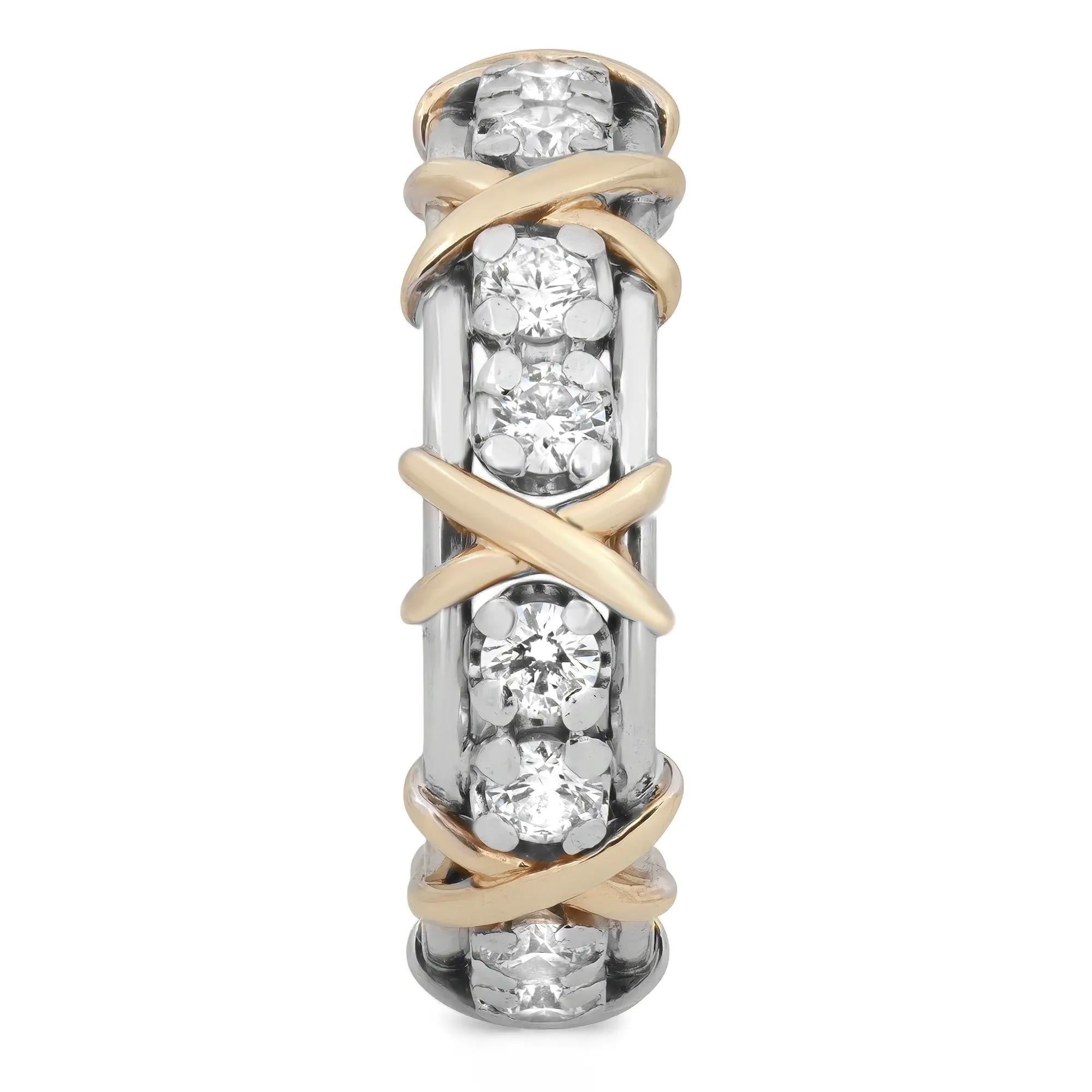 Anillo Tiffany & Co Schlumberger de dieciséis diamantes en platino y oro amarillo de 18 quilates Moderno en venta