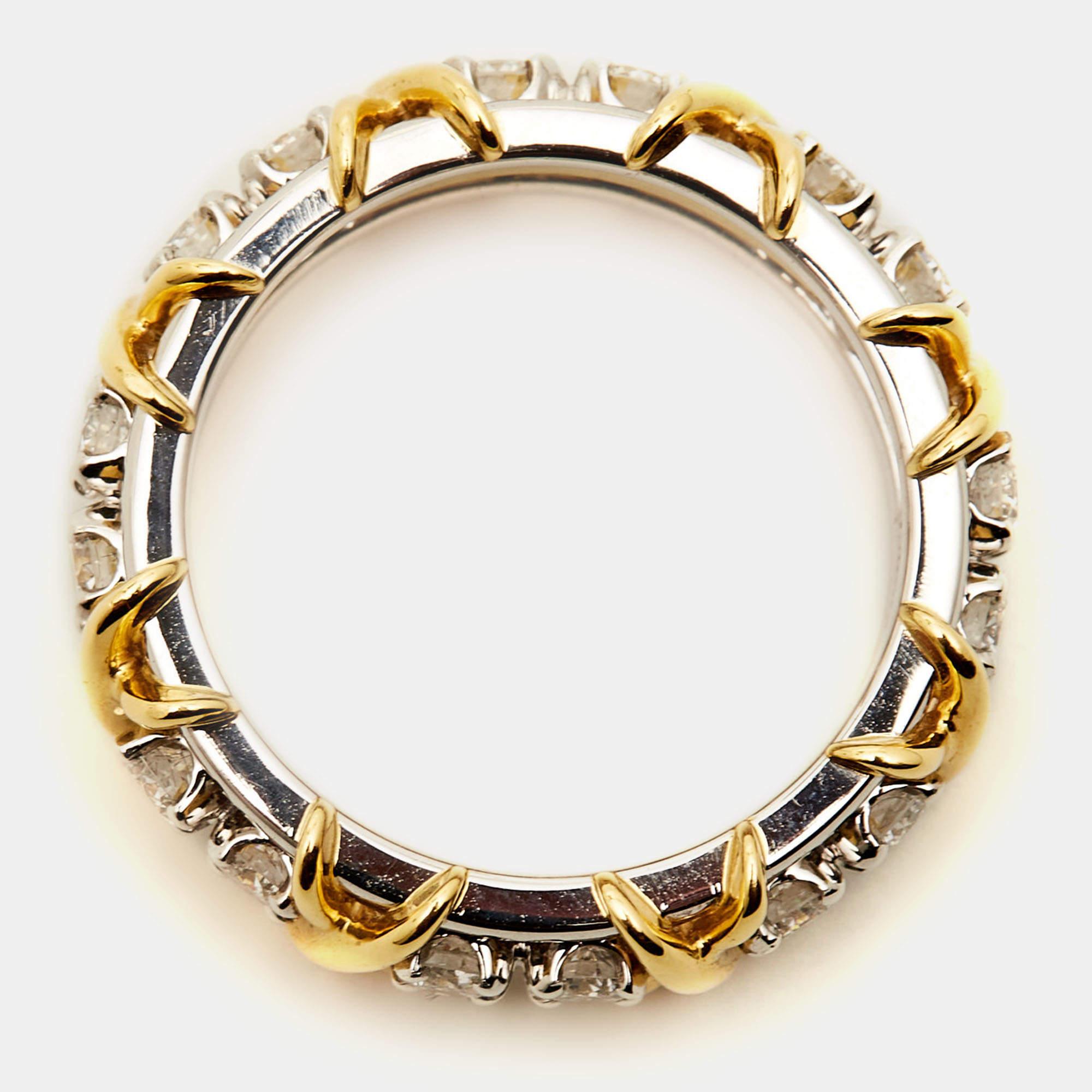 Uncut Tiffany & Co. Schlumberger Sixteen Stone Diamond Platinum 18k Yellow Gold Ring 