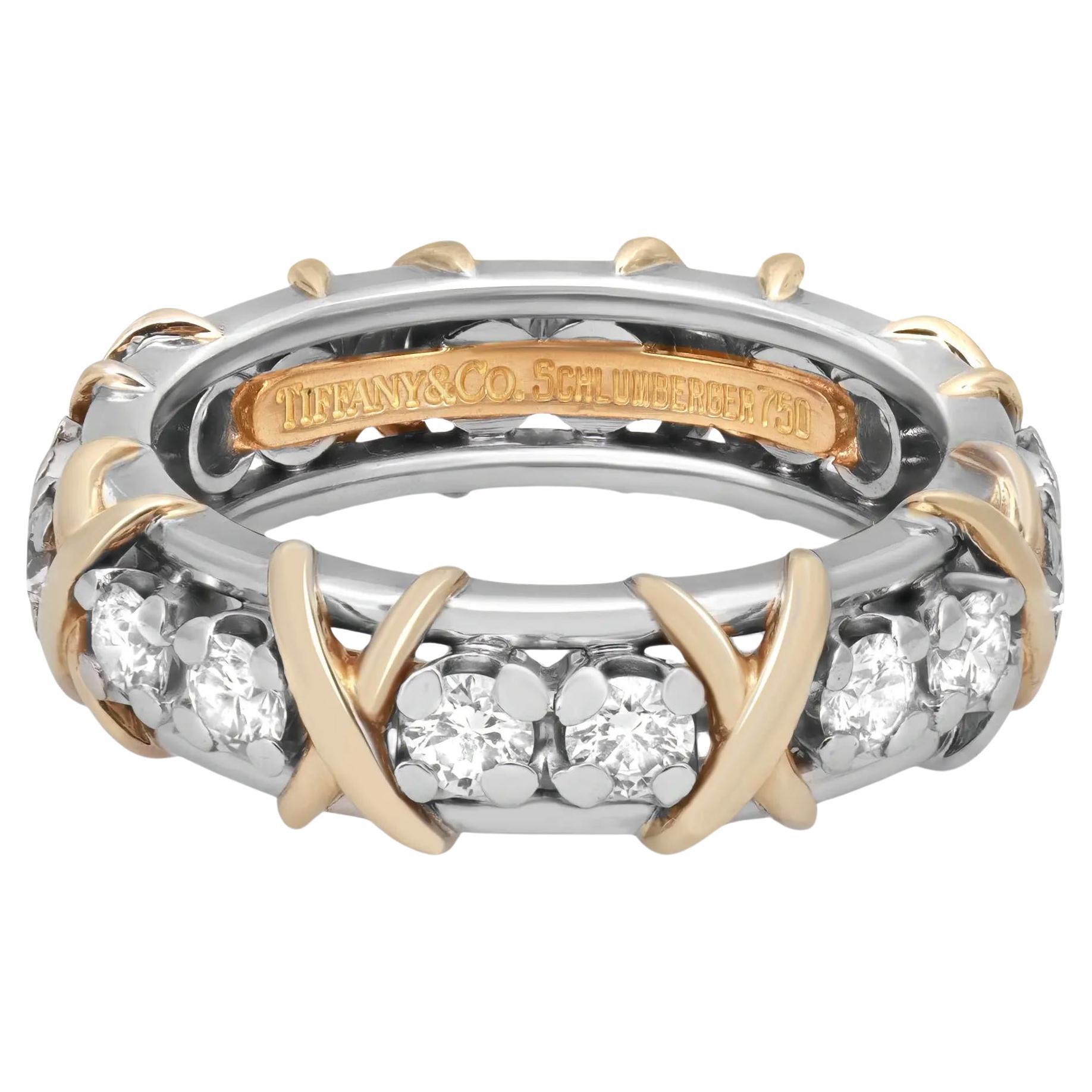 Tiffany & Co Schlumberger Sixteen Stone Diamond Platinum & 18K Yellow Gold Ring
