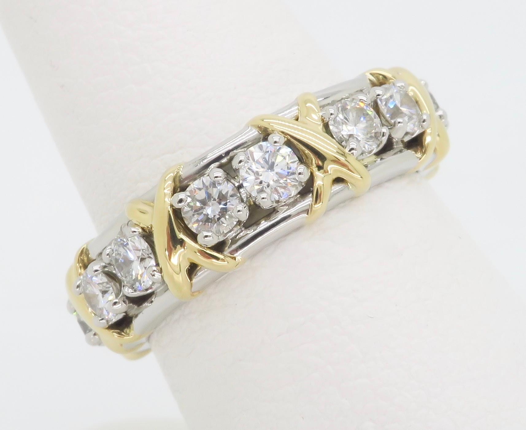 Tiffany and Co. Schlumberger Sixteen Stone Diamond Ring For Sale at ...