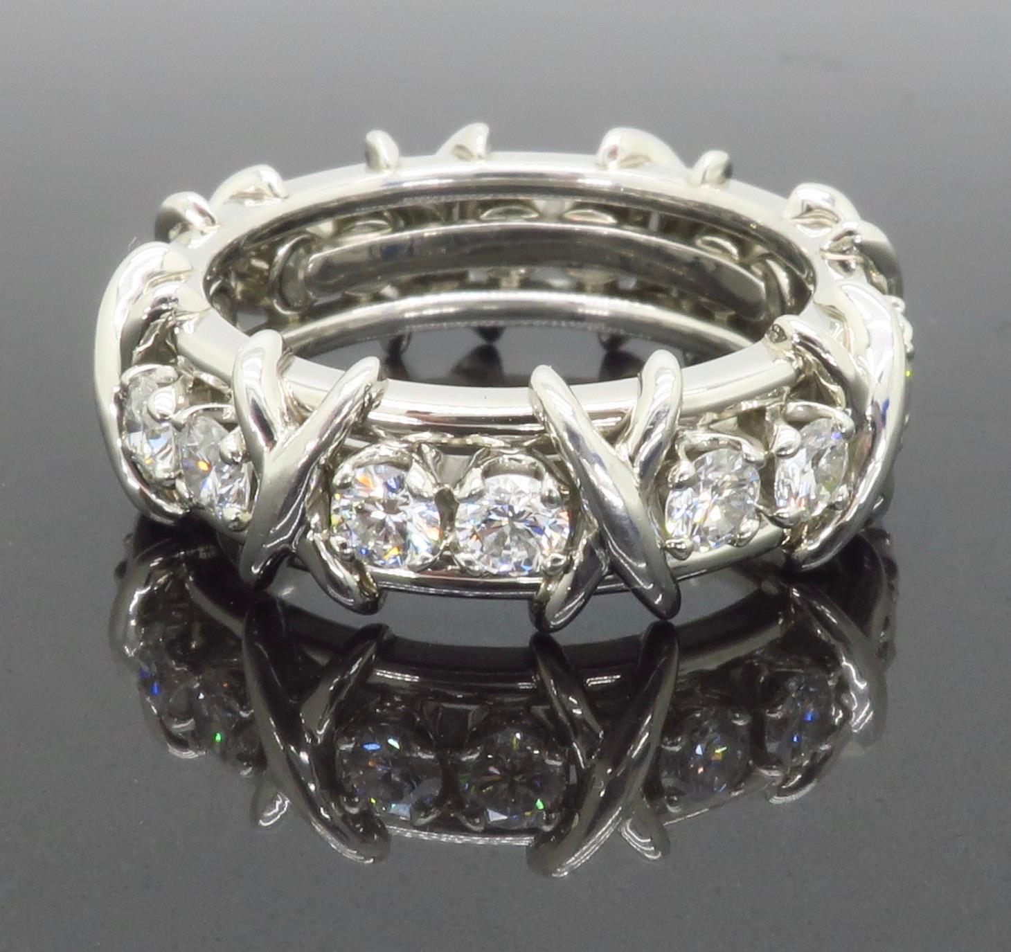Tiffany & Co. Schlumberger Sixteen Stone Diamond Ring Made in Platinum 5