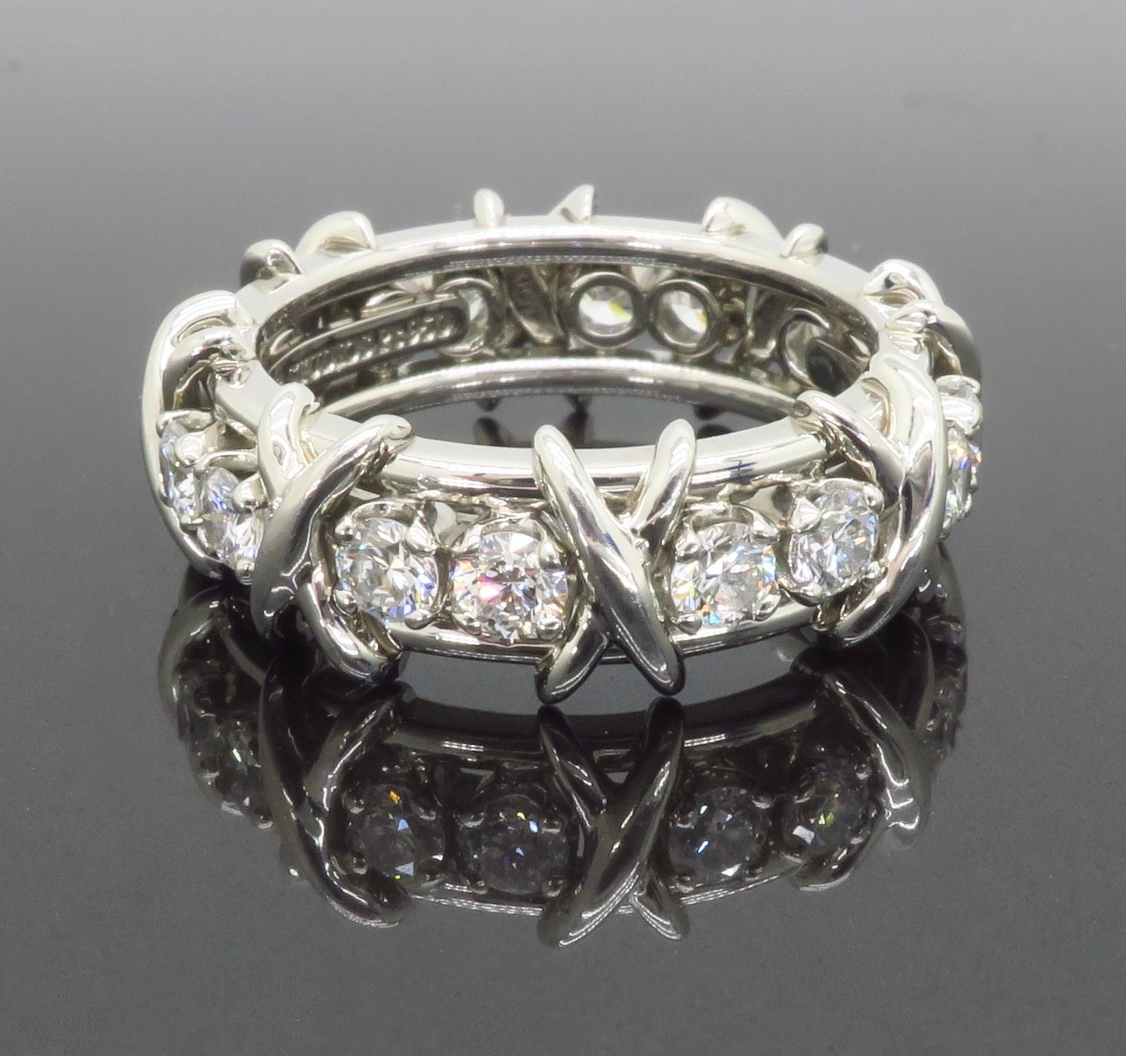 Tiffany & Co. Schlumberger Sixteen Stone Diamond Ring Made in Platinum 6