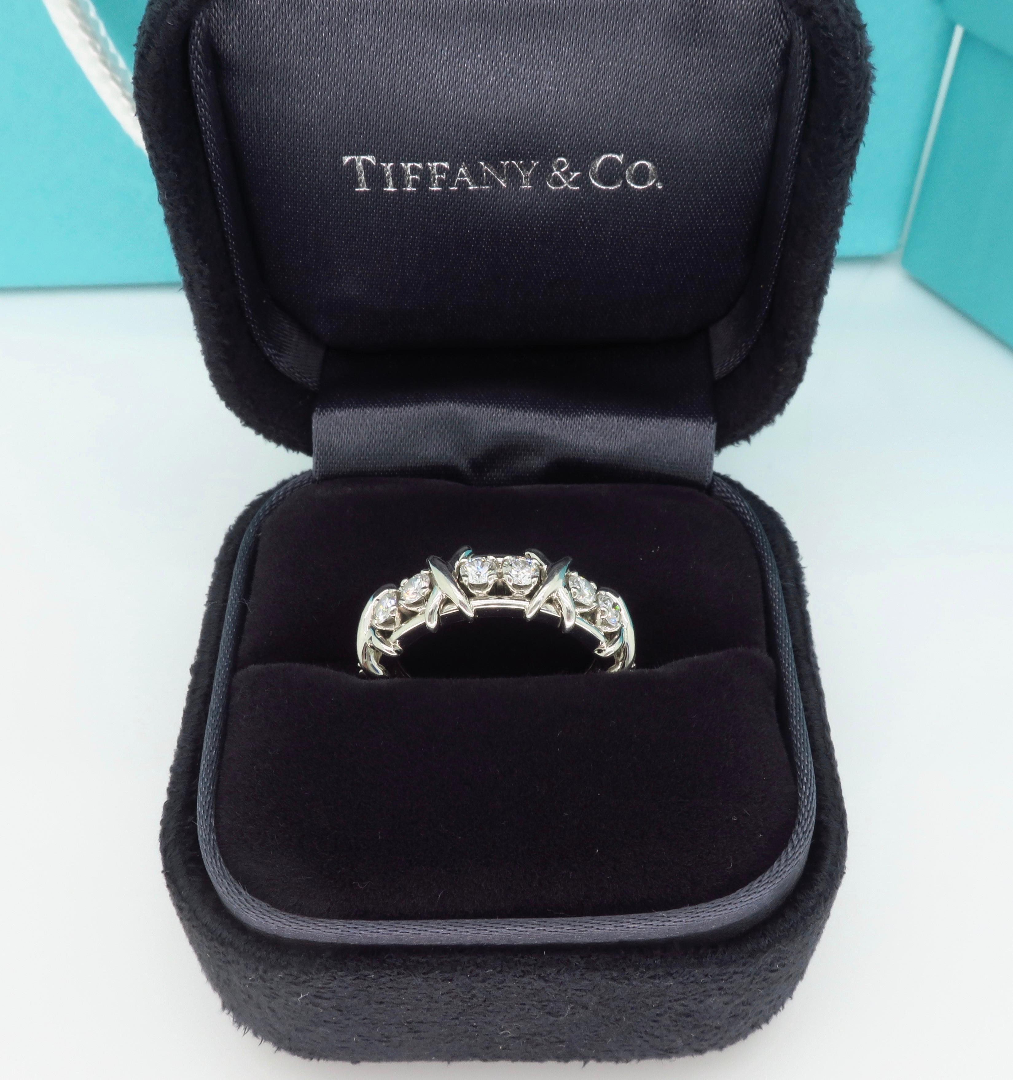 Tiffany & Co. Schlumberger Sixteen Stone Diamond Ring Made in Platinum 8