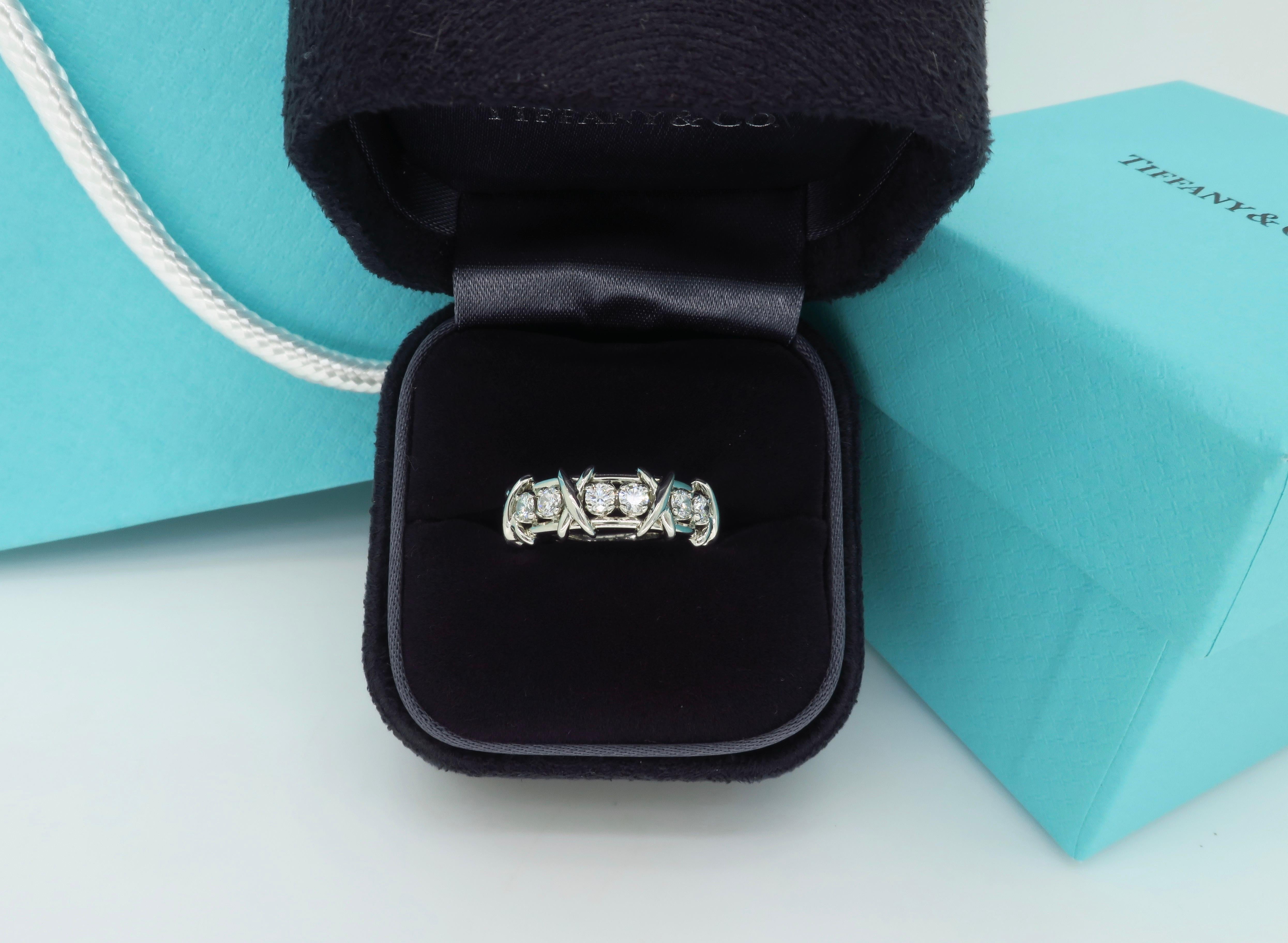 Tiffany & Co. Schlumberger Sixteen Stone Diamond Ring Made in Platinum 9