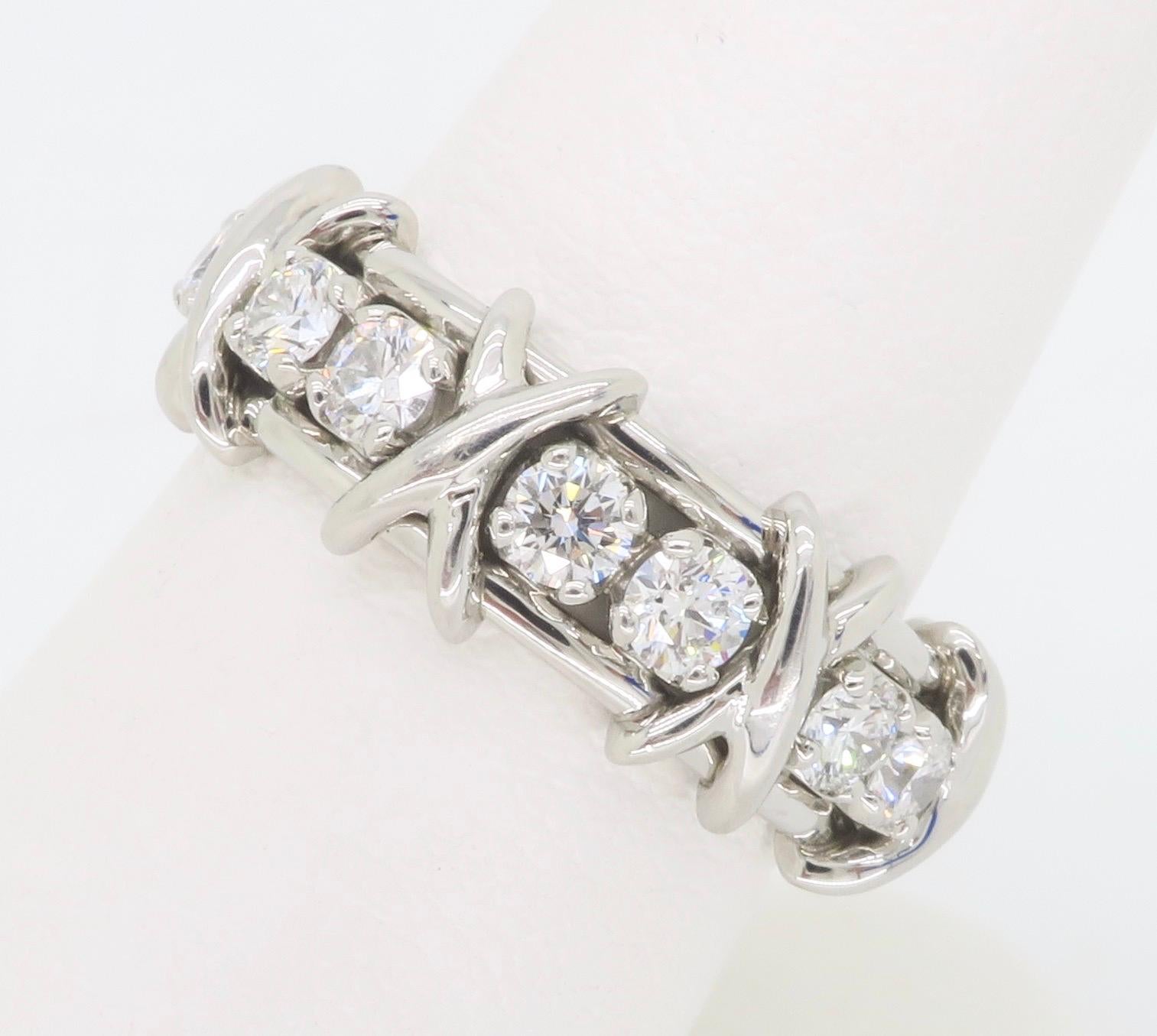 Tiffany & Co. Schlumberger Sixteen Stone Diamond Ring Made in Platinum In New Condition In Webster, NY