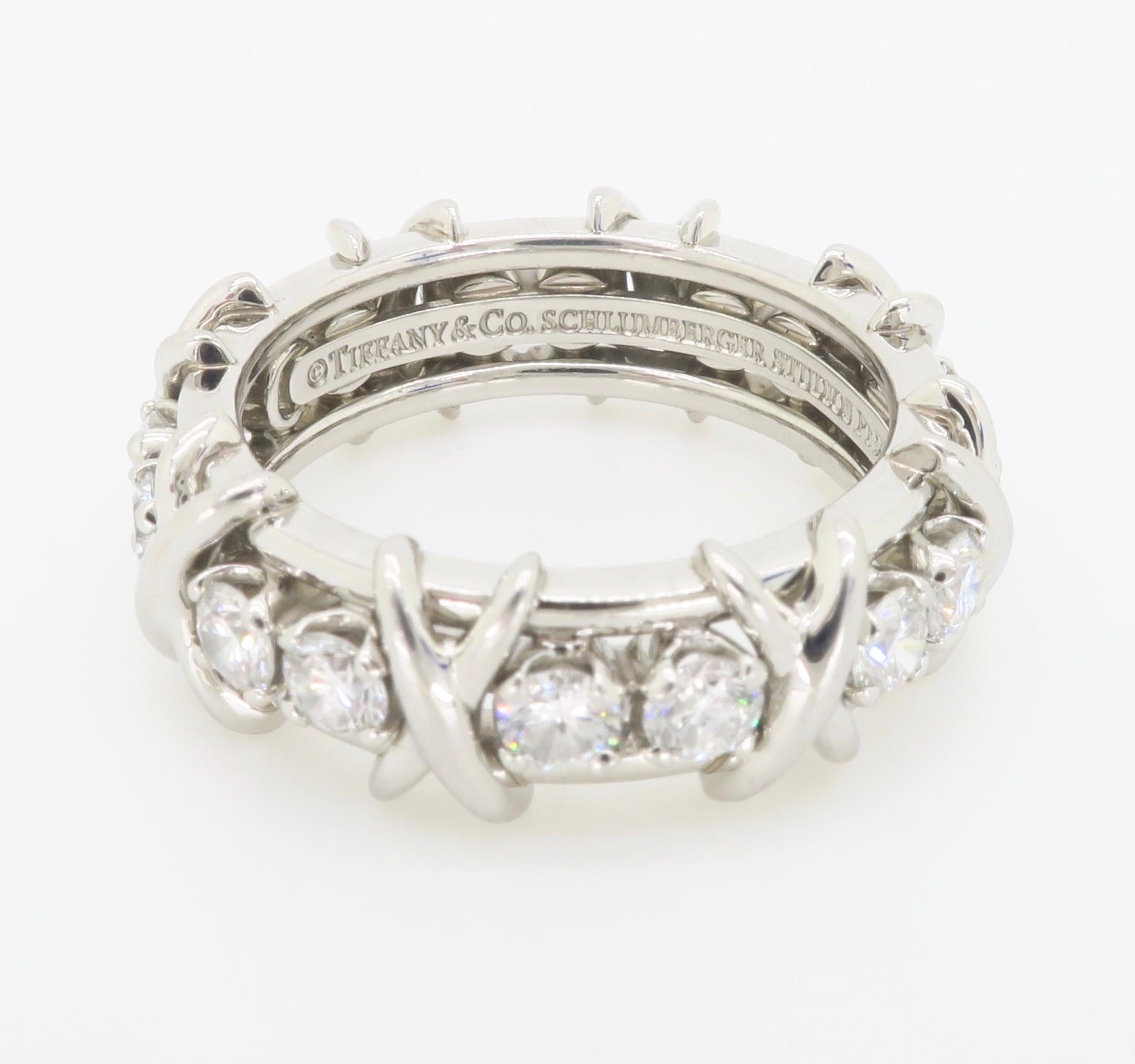 Women's or Men's Tiffany & Co. Schlumberger Sixteen Stone Diamond Ring Made in Platinum