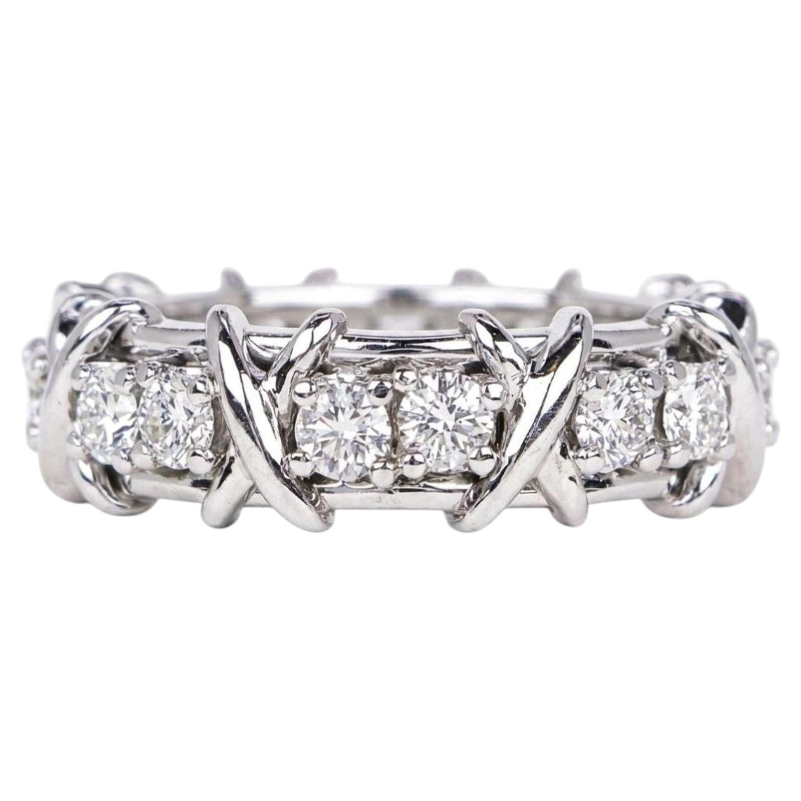 Anillo de platino con diamantes «Schlumberger Sixteen Stone» de Tiffany & Co., 1,14 quilates