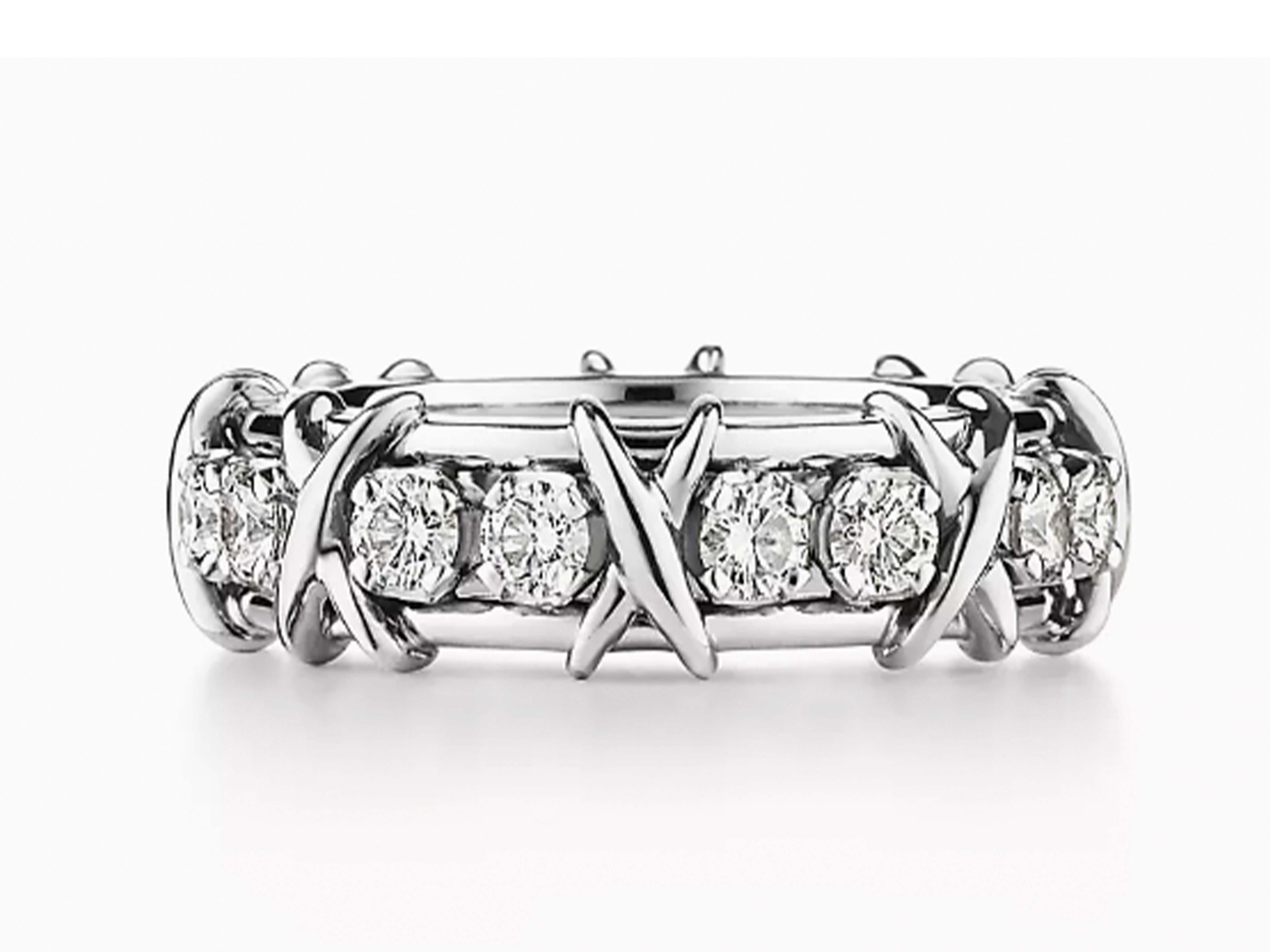 Brilliant Cut Tiffany & Co. Schlumberger Sixteen Stone Platinum Ring