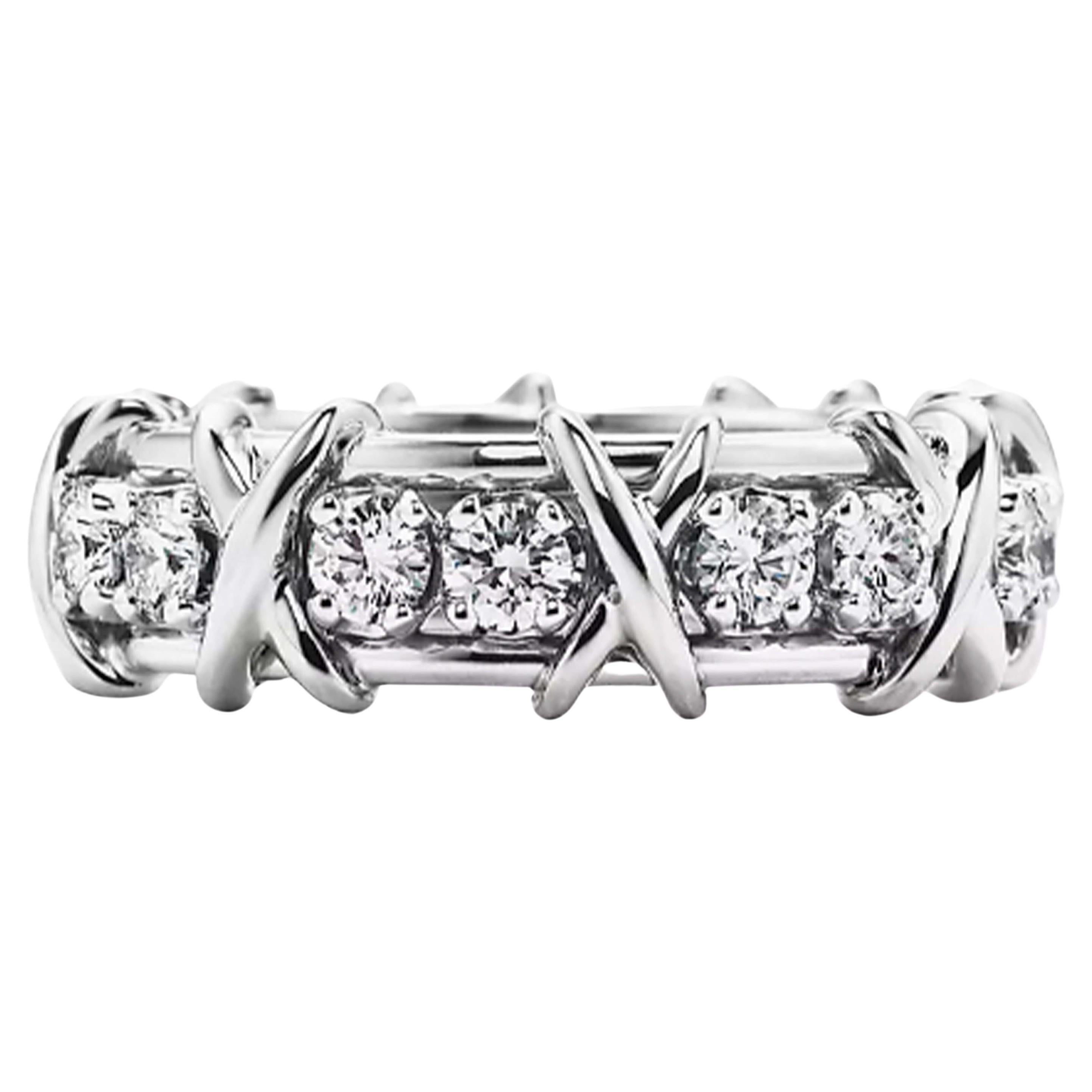 Tiffany & Co. Schlumberger Sixteen Stone Platinum Ring