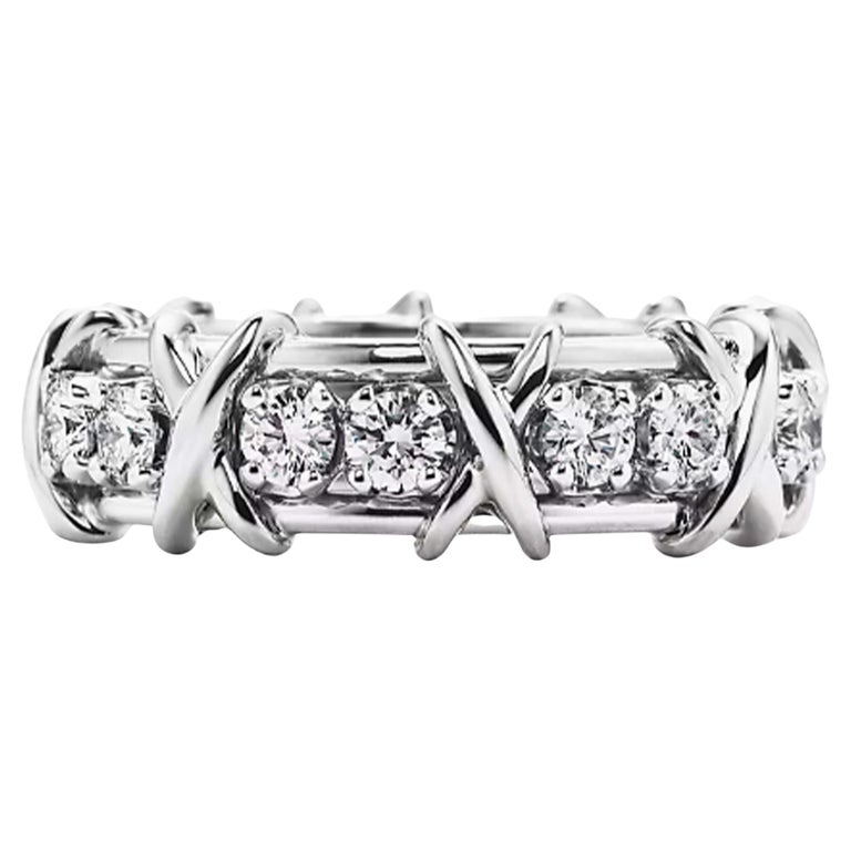 Tiffany and Co. Schlumberger Sixteen Stone Platinum Ring at 1stDibs