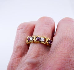 Tiffany & Co. Schlumberger Sixteen Stone Ring 18k Gold Ruby Diamond Estate