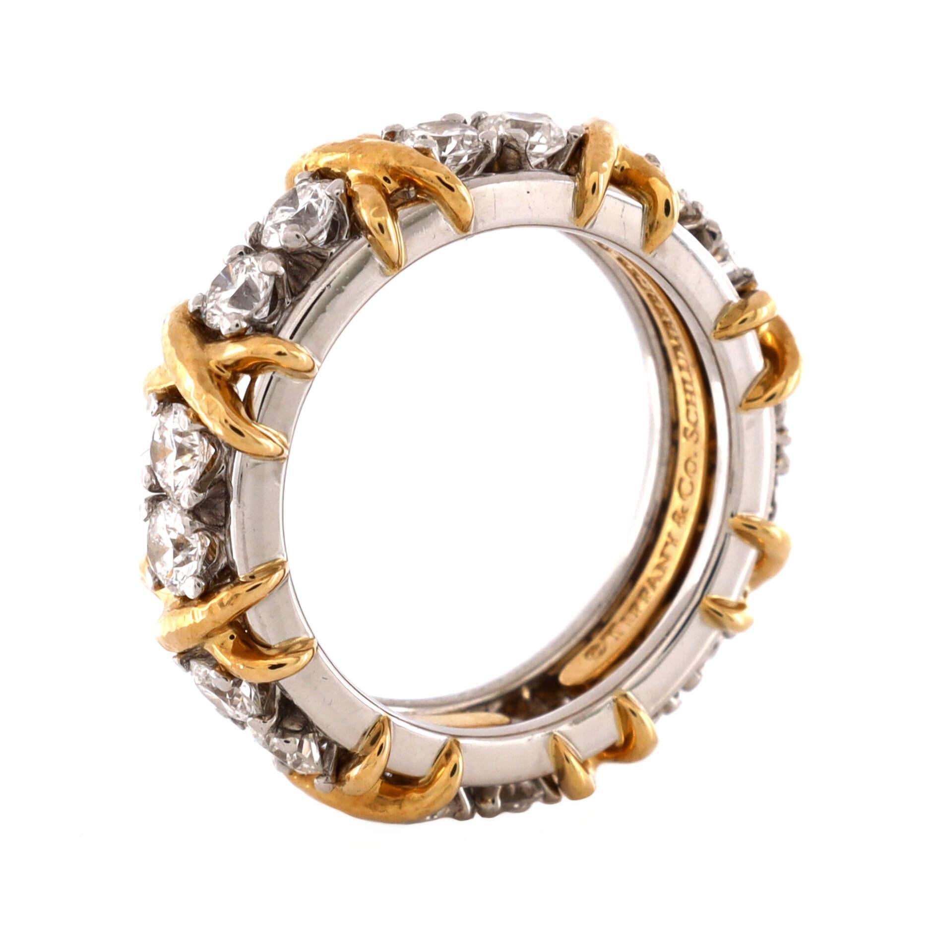 Tiffany & Co. Schlumberger Sixteen Stone Ring 18k Yellow Gold and Platinum In Good Condition In New York, NY