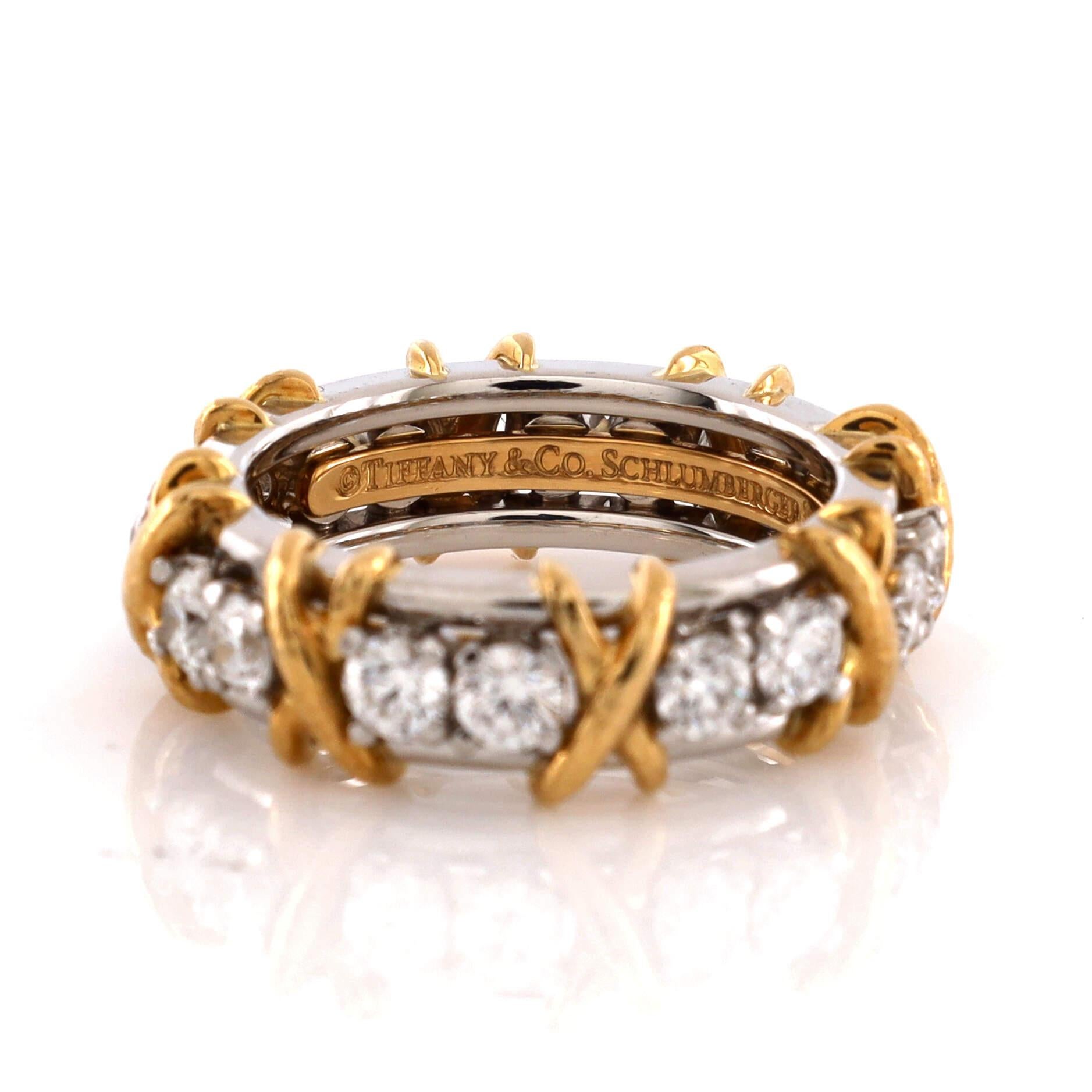 Women's or Men's Tiffany & Co. Schlumberger Sixteen Stone Ring 18k Yellow Gold and Platinum