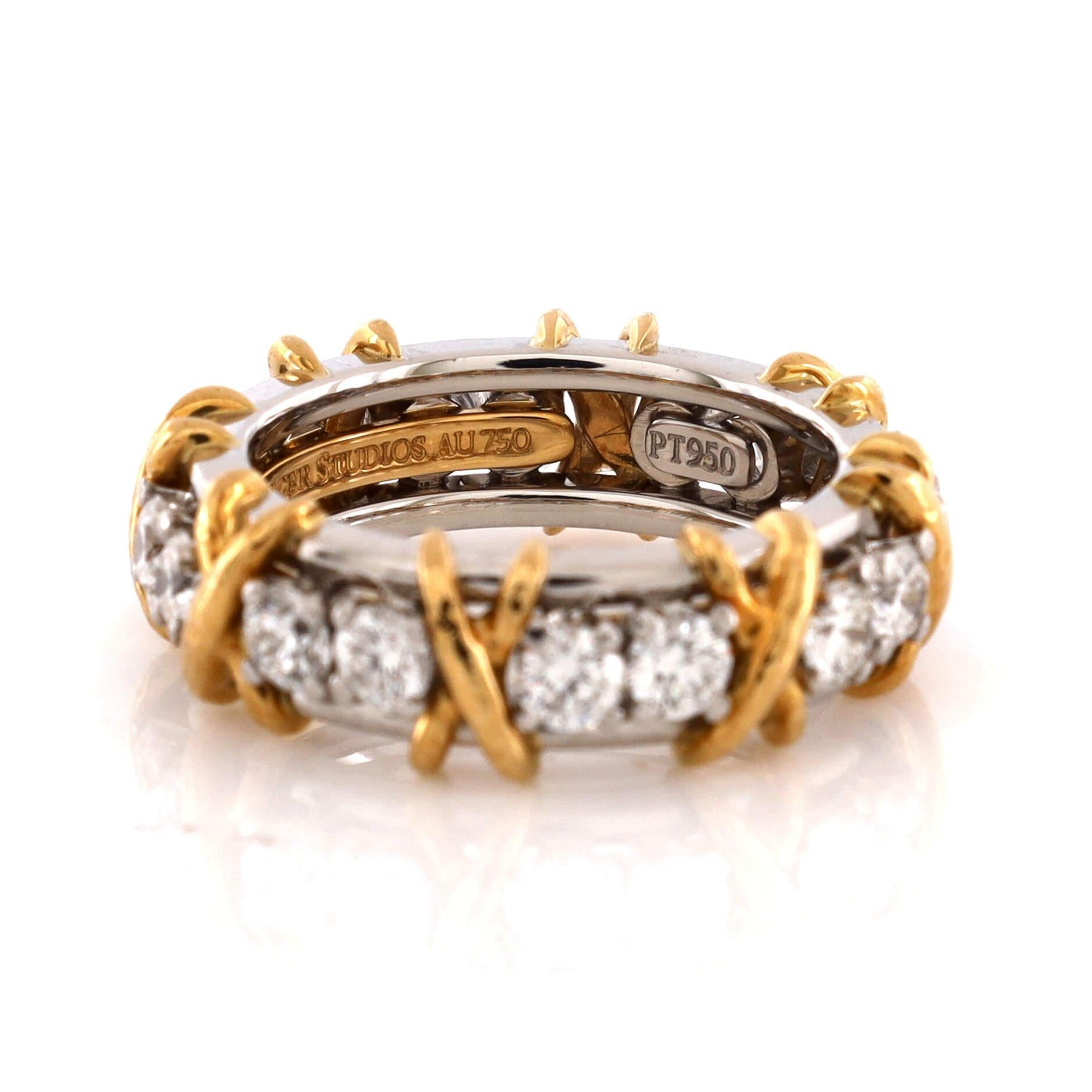Women's or Men's Tiffany & Co. Schlumberger Sixteen Stone Ring 18k Yellow Gold and Platinum