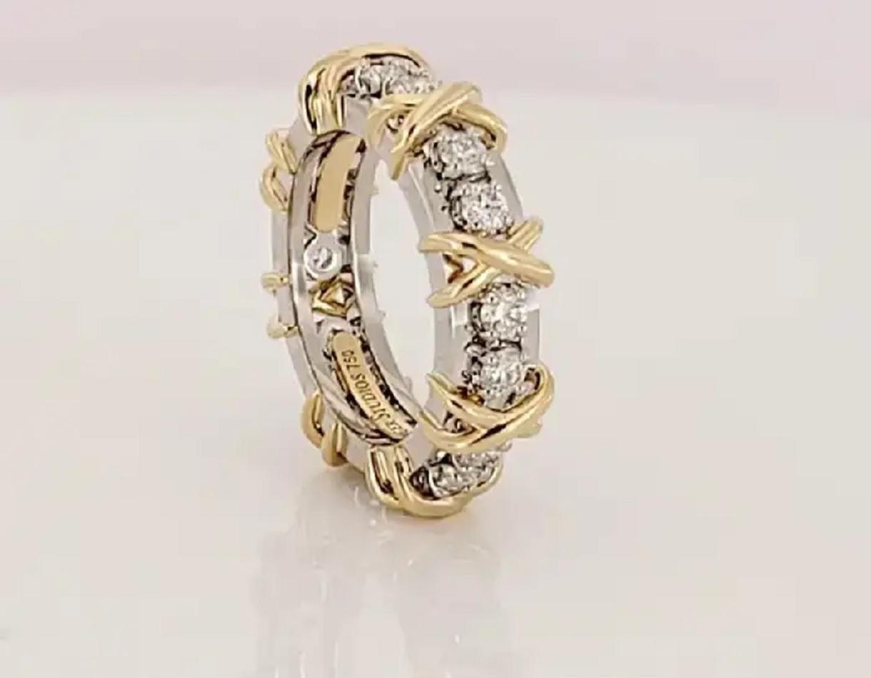 Brand Tiffany & Co
Sixteen Stone Ring
18K yellow Gold & PT950
Ring Size 7
Main stone Diamond
Carat total weight 1.14ct
Diamond clarity VS
Color Grade F-G
Weight 11.8 gm
Condition like-new, pristine

Retail Price: $14,500
Comes with Tiffany & Co ring