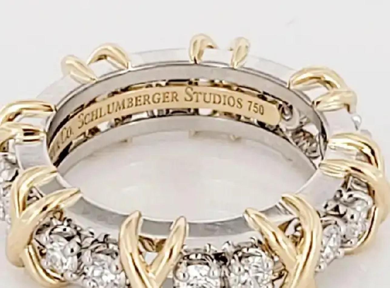 Tiffany & Co. Schlumberger Sixteen Stone Ring Size 7 In Excellent Condition For Sale In New York, NY
