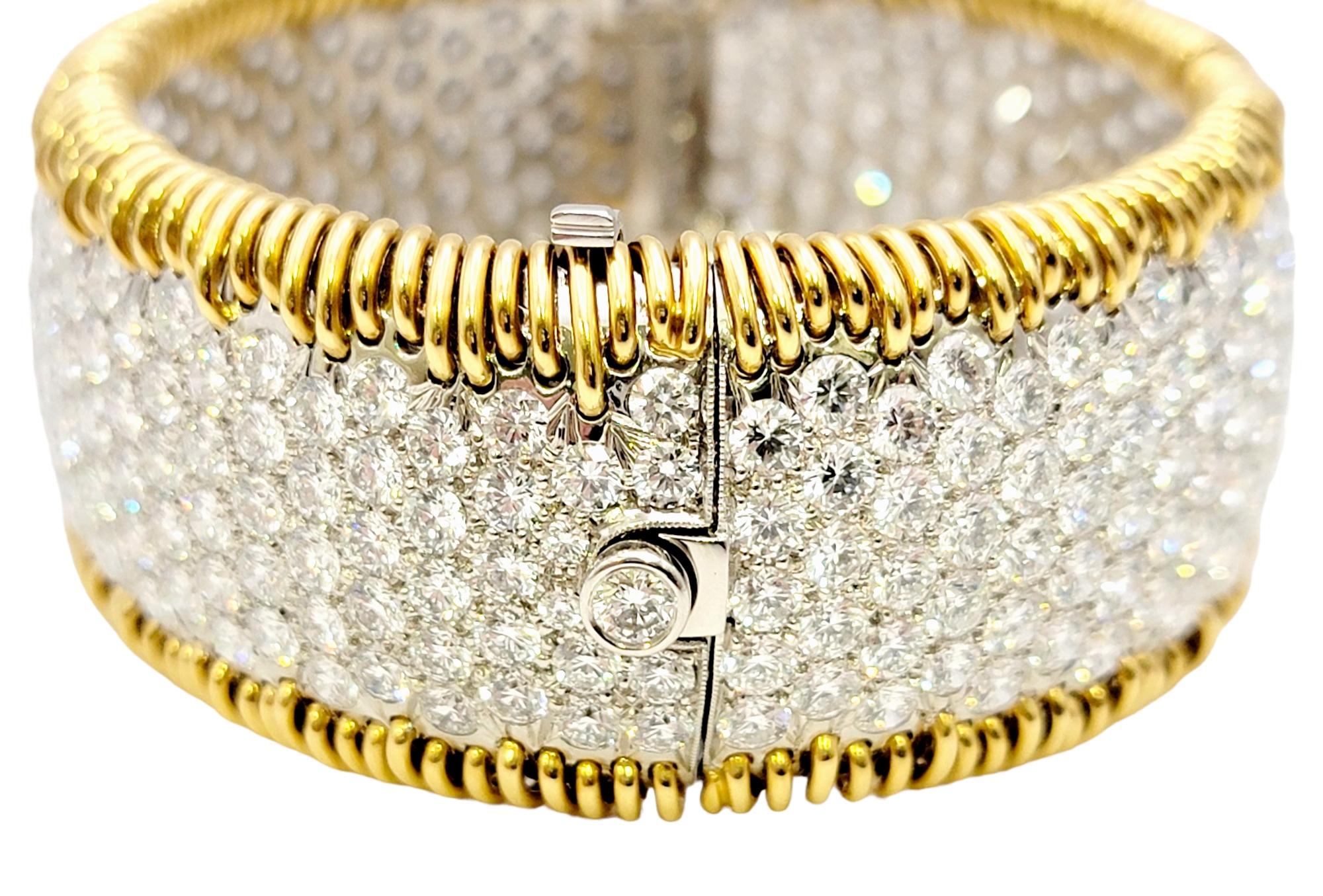 Tiffany & Co. Schlumberger 'Stitches' Diamond Bangle Bracelet 41.46 Carats Total In Excellent Condition In Scottsdale, AZ