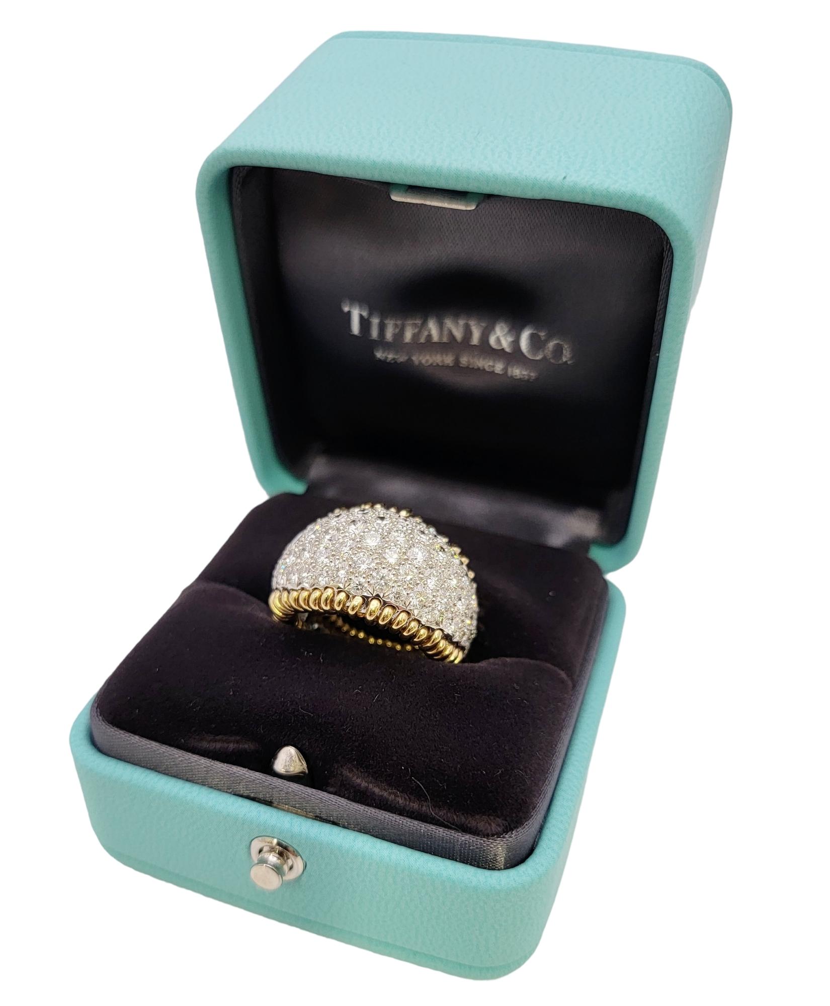 Tiffany & Co. Schlumberger 'Stitches' Diamond Cocktail Ring 3.91 Carats Total 7