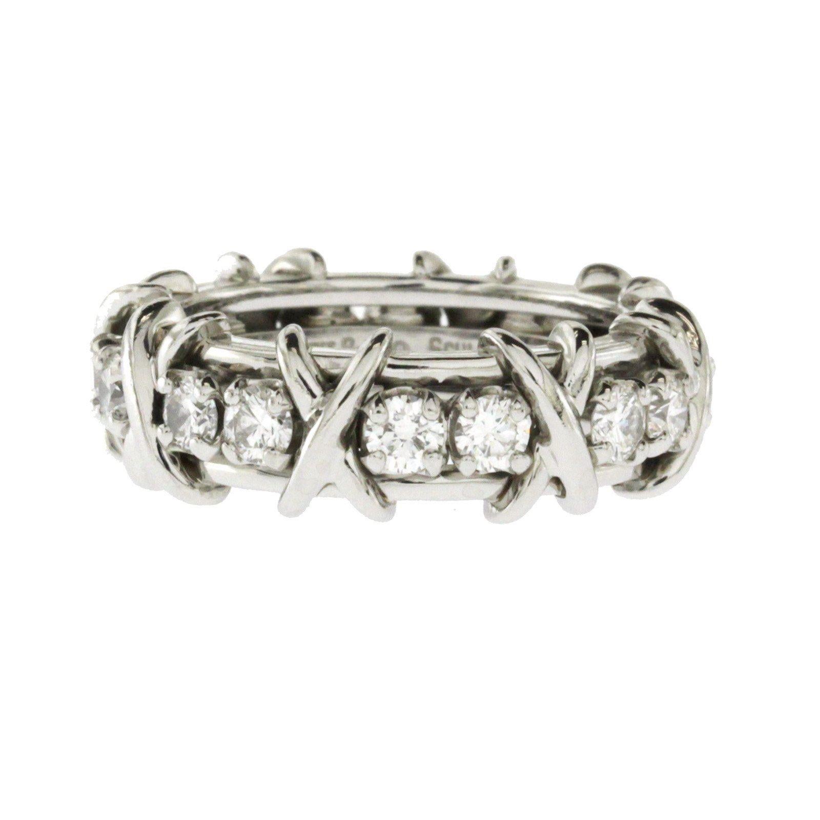 Tiffany & Co. Schlumberger Studios 16 Diamonds Platinum Ring In Excellent Condition In Los Angeles, CA