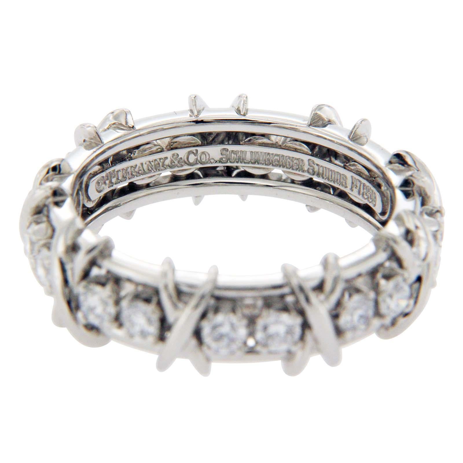 Round Cut Tiffany & Co. Schlumberger Studios 18 Diamonds Platinum Ring