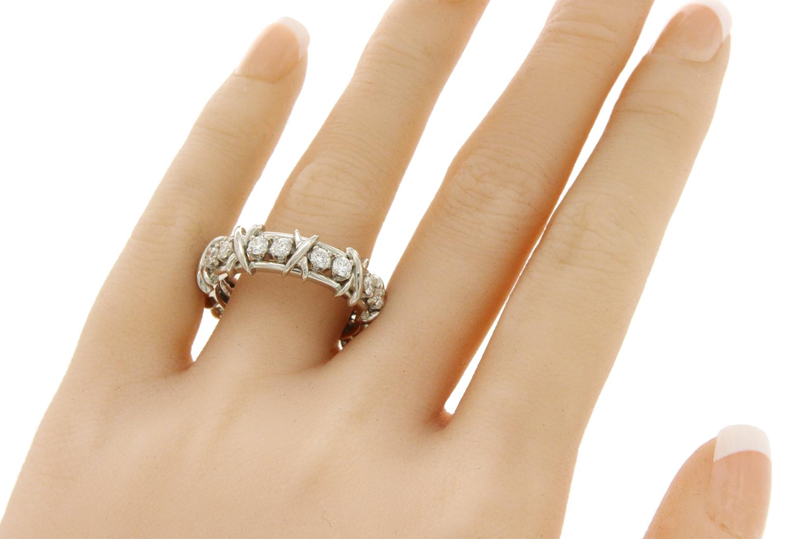 Women's or Men's Tiffany & Co. Schlumberger Studios 18 Diamonds Platinum Ring