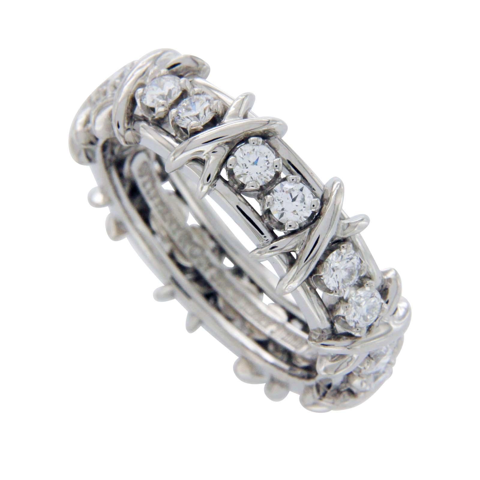 Tiffany & Co. Schlumberger Studios 18 Diamonds Platinum Ring