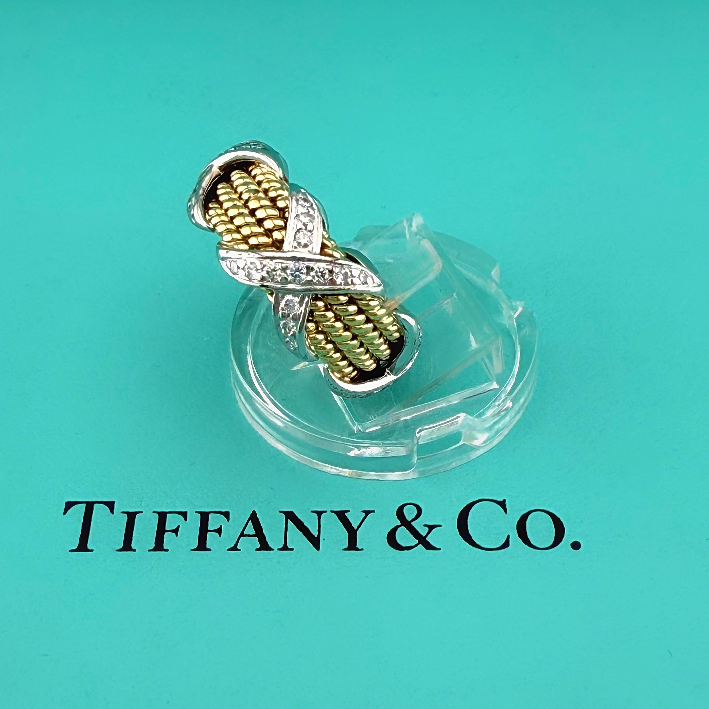 Tiffany & Co Schlumberger Studios Four Rope Diamond X Ring 18k Yellow Gold Plat For Sale 4