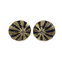 Tiffany & Co. Schlumberger Taj Mahal 18 Karat Yellow Gold & Diamond Earrings