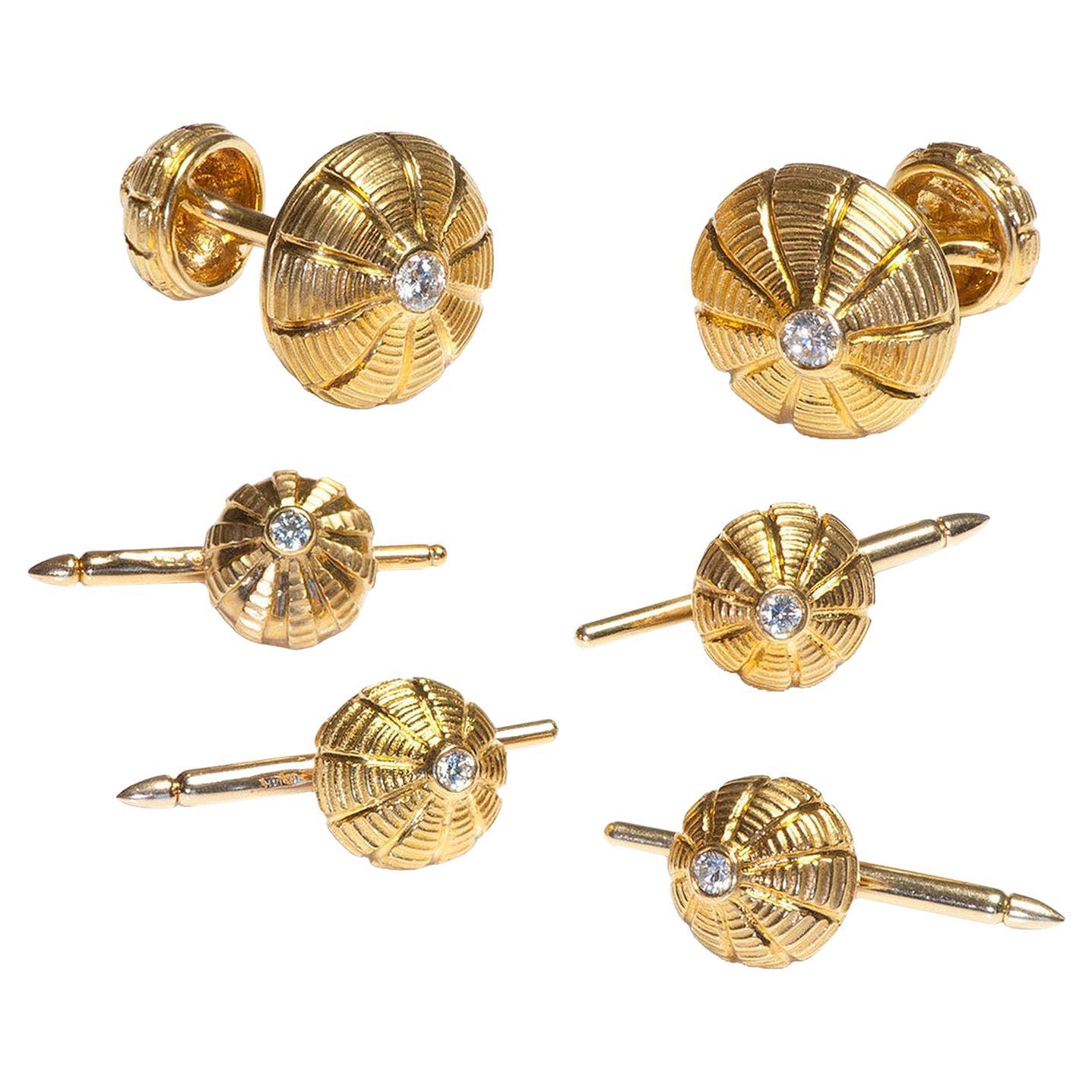 Tiffany & Co. Schlumberger Taj Mahal Ensemble de boutons de manchette en or 18 carats et diamants