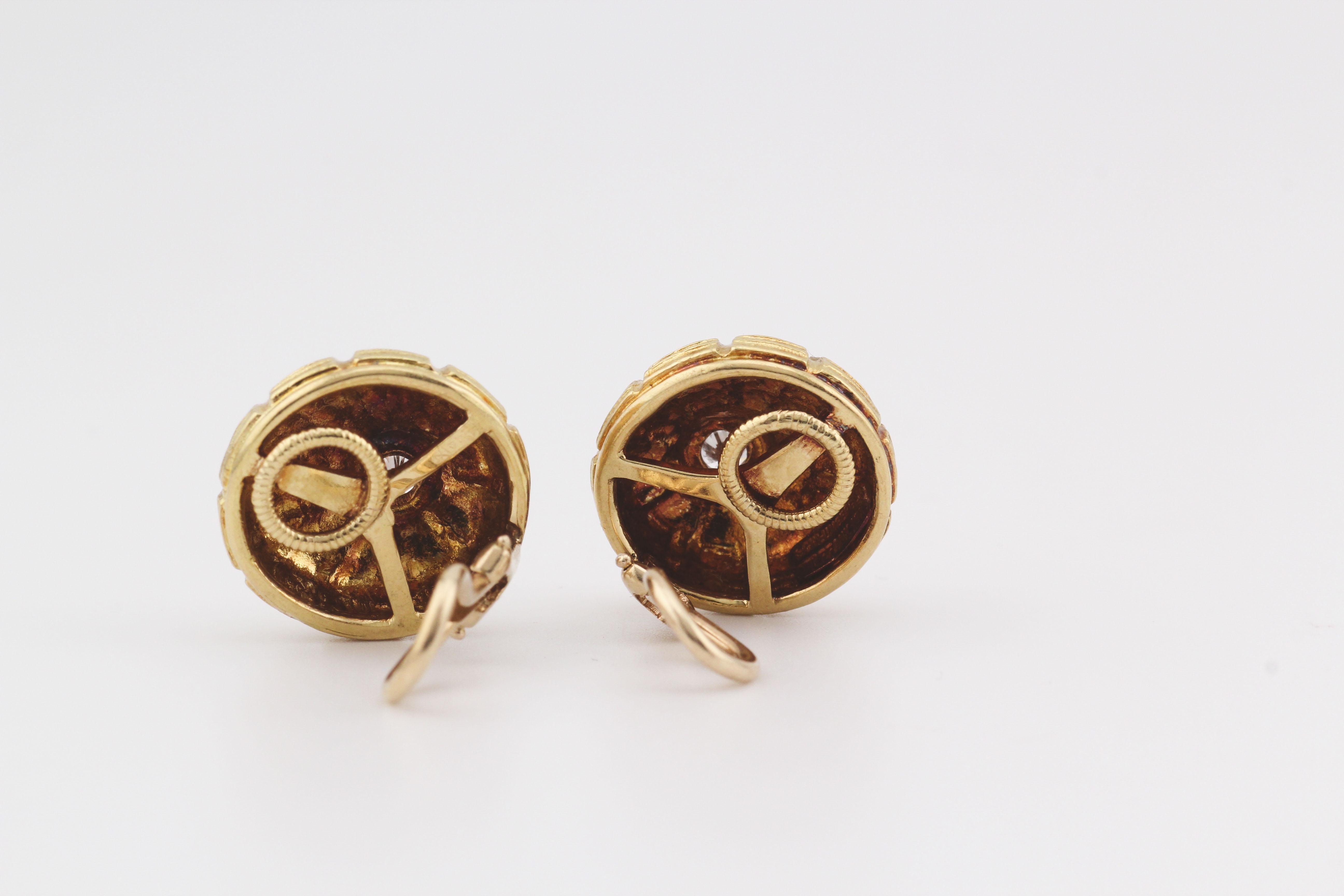 Brilliant Cut Tiffany & Co. Schlumberger Taj Mahal Diamond 18k Gold Earrings