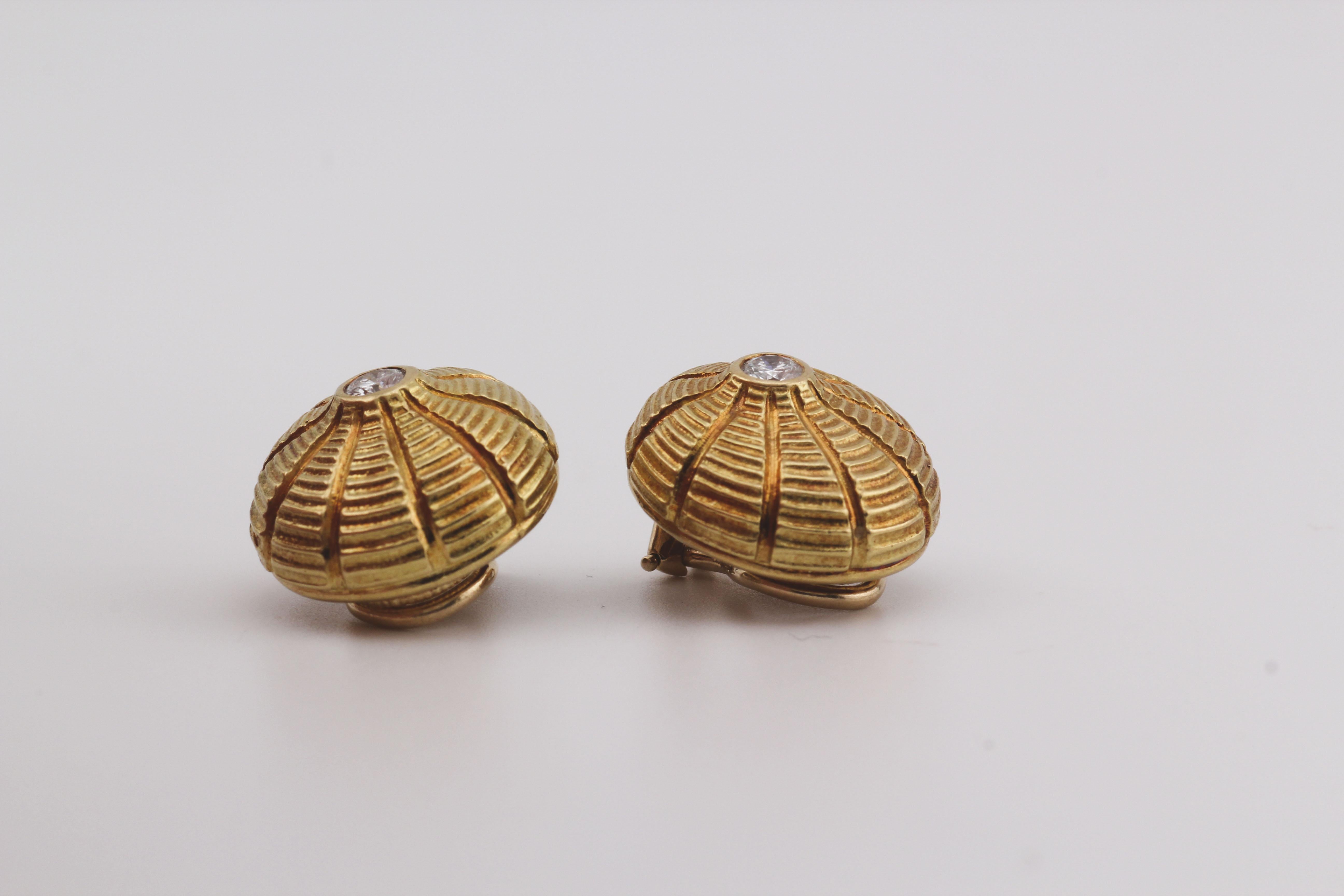 Women's Tiffany & Co. Schlumberger Taj Mahal Diamond 18k Gold Earrings