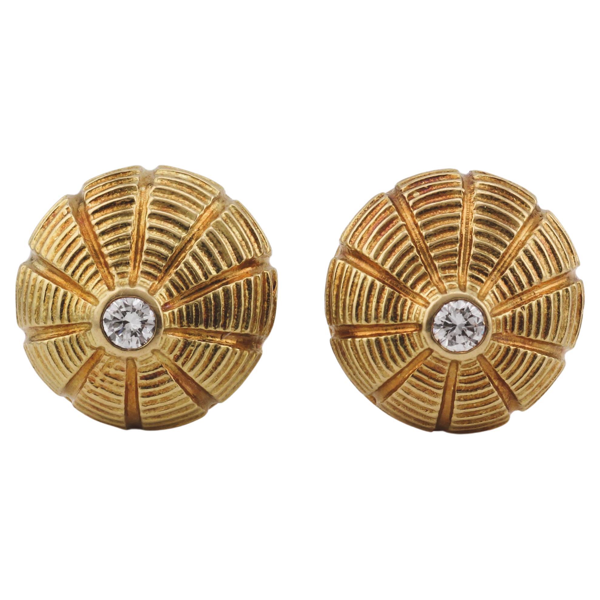 Tiffany & Co. Schlumberger Taj Mahal Diamond 18k Gold Earrings