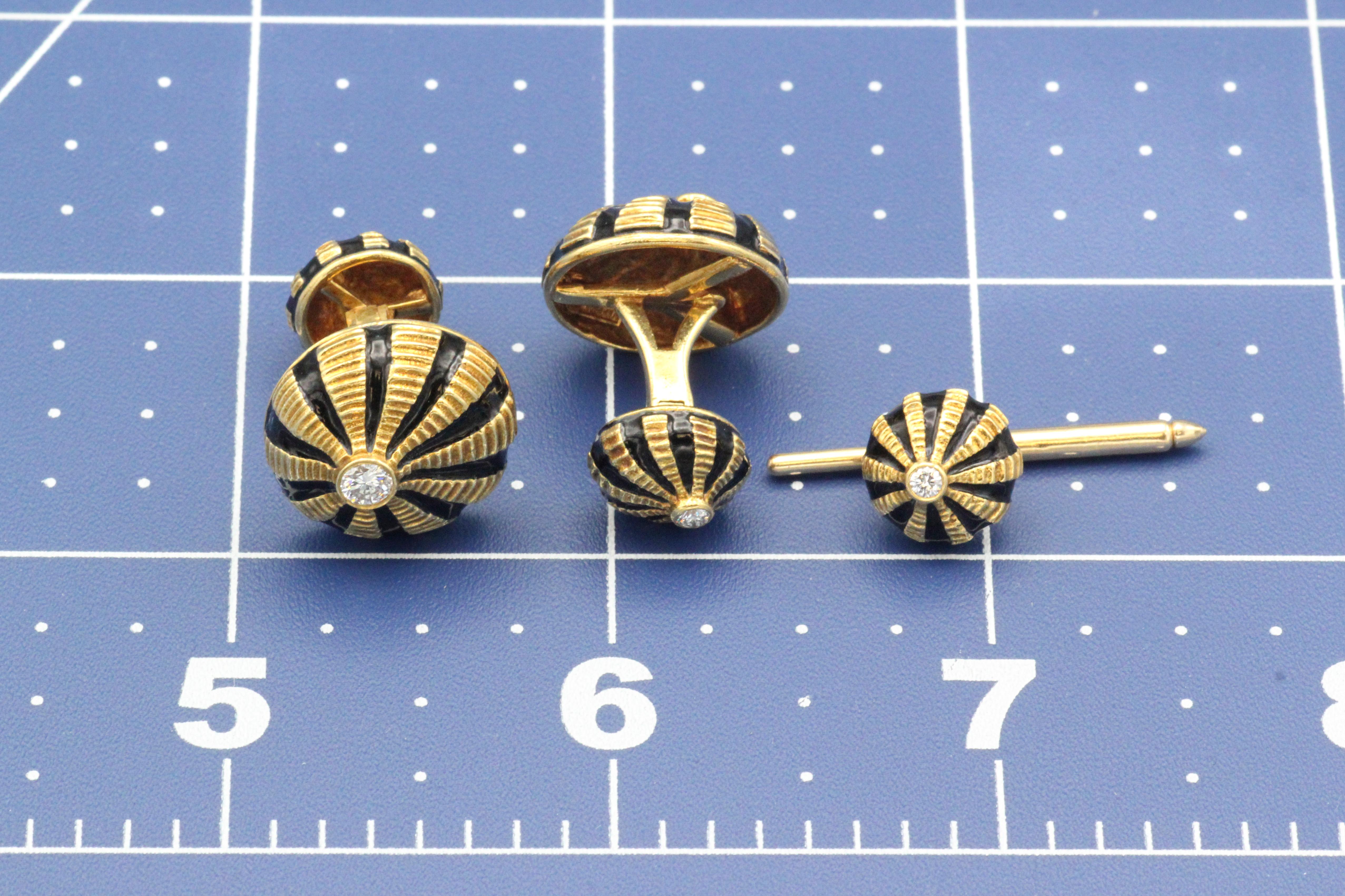 TIFFANY & CO. SCHLUMBERGER Taj Mahal Diamond Gold Cufflinks Set For Sale 6